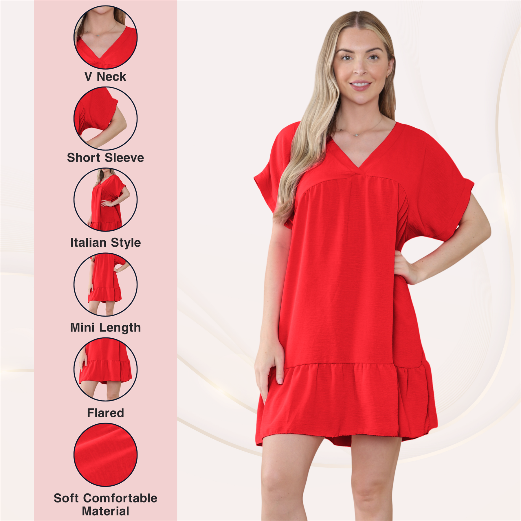 Mini top plisado liso italiano con cuello en V para mujer playa columpio - Imagen 32 de 54