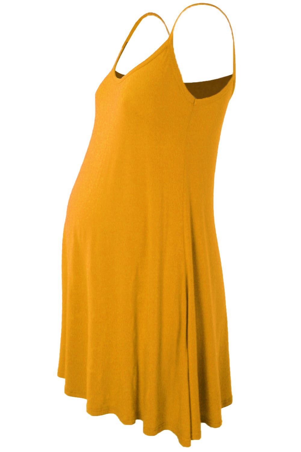 Womens Sleeveless Maternity Dress Camisole Ladies Flared Plain Strappy Cami Top - Picture 12 of 28