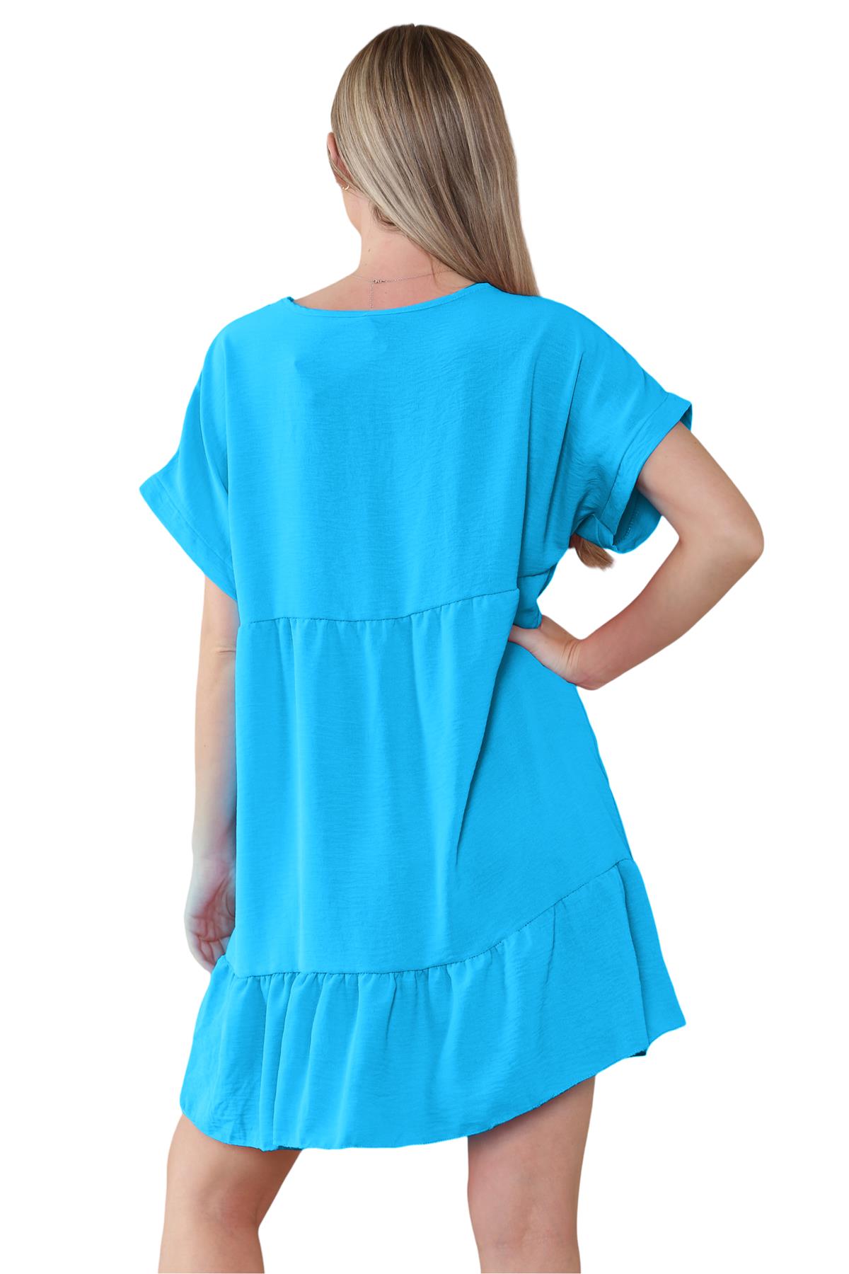 Mini top plisado liso italiano con cuello en V para mujer playa columpio - Imagen 47 de 54