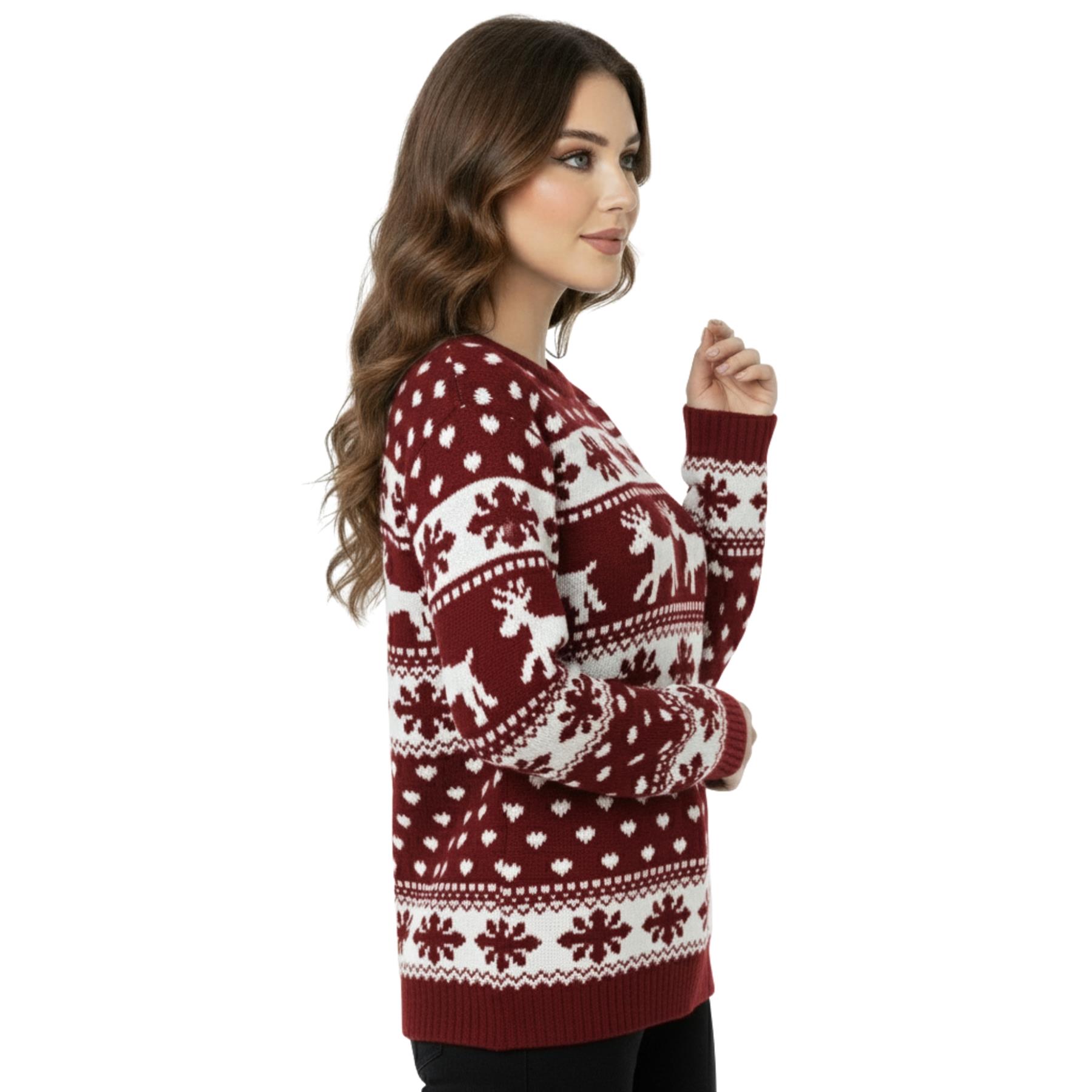 Christmas Reindeer Jumper Womens Knitted Funny Xmas Sweater Unisex Retro Jumpers - Picture 42 of 118