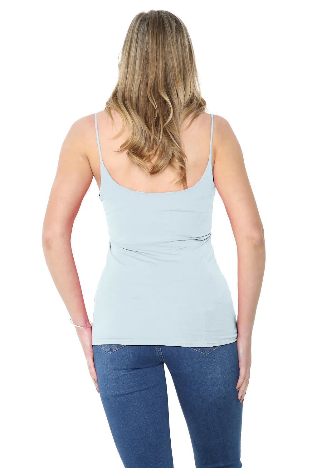 Womens Bodycon Cami Strappy Tank Top Plain Summer Activewear Vest Top, Pack of 3 - Picture 172 of 221