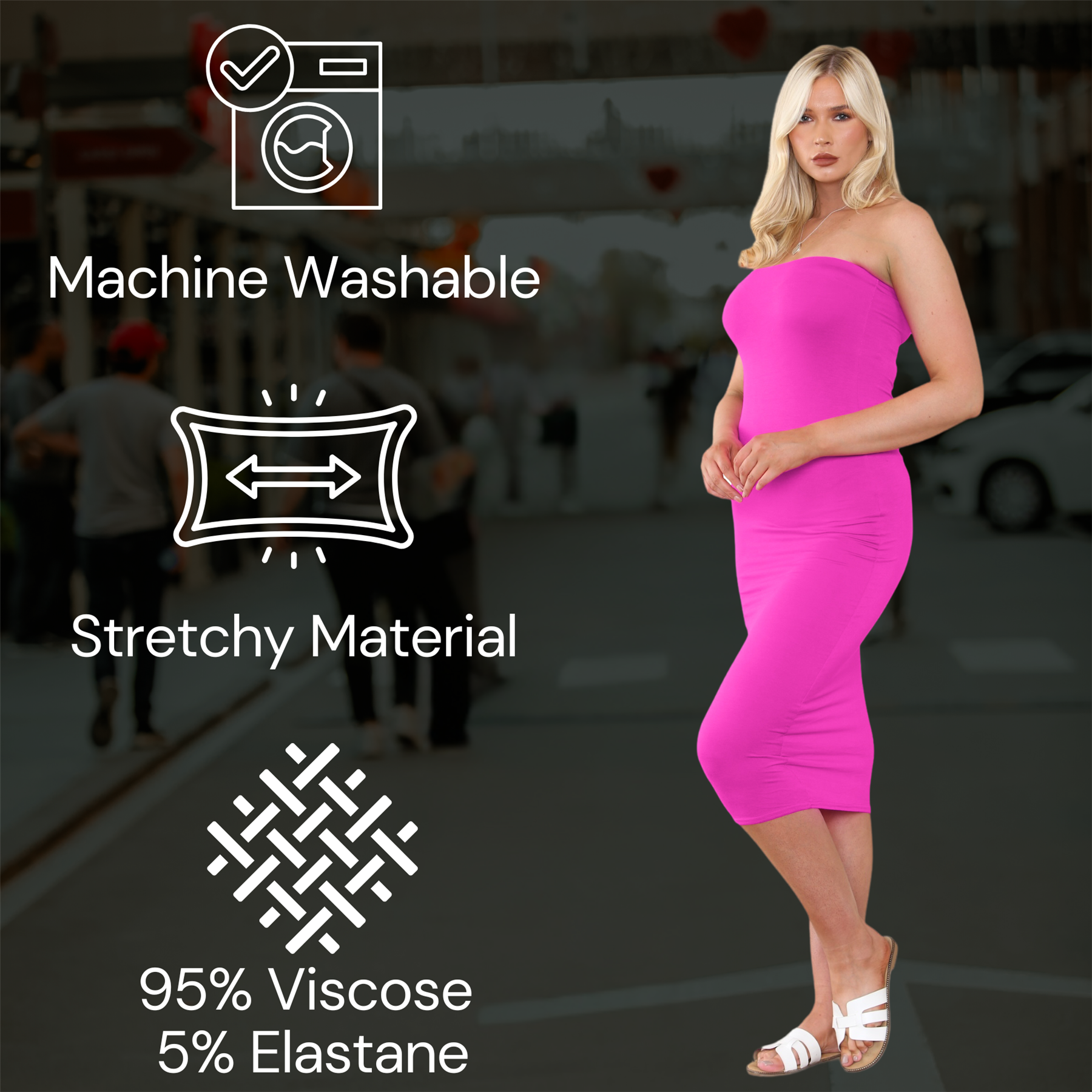 Damas Boobtube Midi Vestido Liso Elástico Sin tirantes Bandeau Verano Bodycon Vestido - Imagen 81 de 126