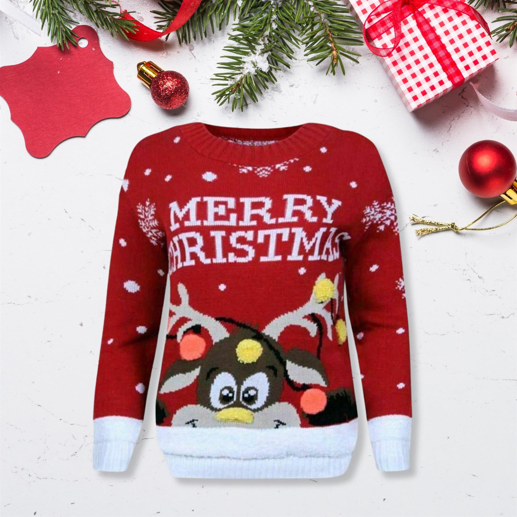 Suéter de Navidad para niños Niñas Niños Reno Niños Novedad Suéter de Navidad - Imagen 16 de 67