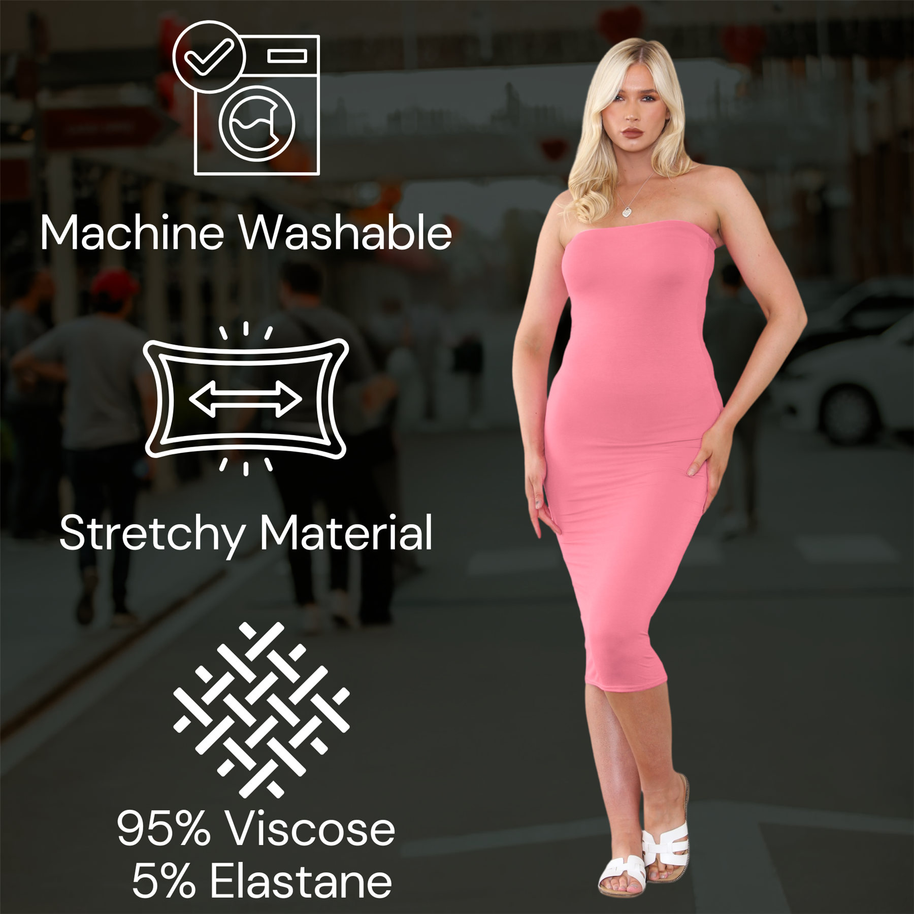 Damas Boobtube Midi Vestido Liso Elástico Sin tirantes Bandeau Verano Bodycon Vestido - Imagen 39 de 126