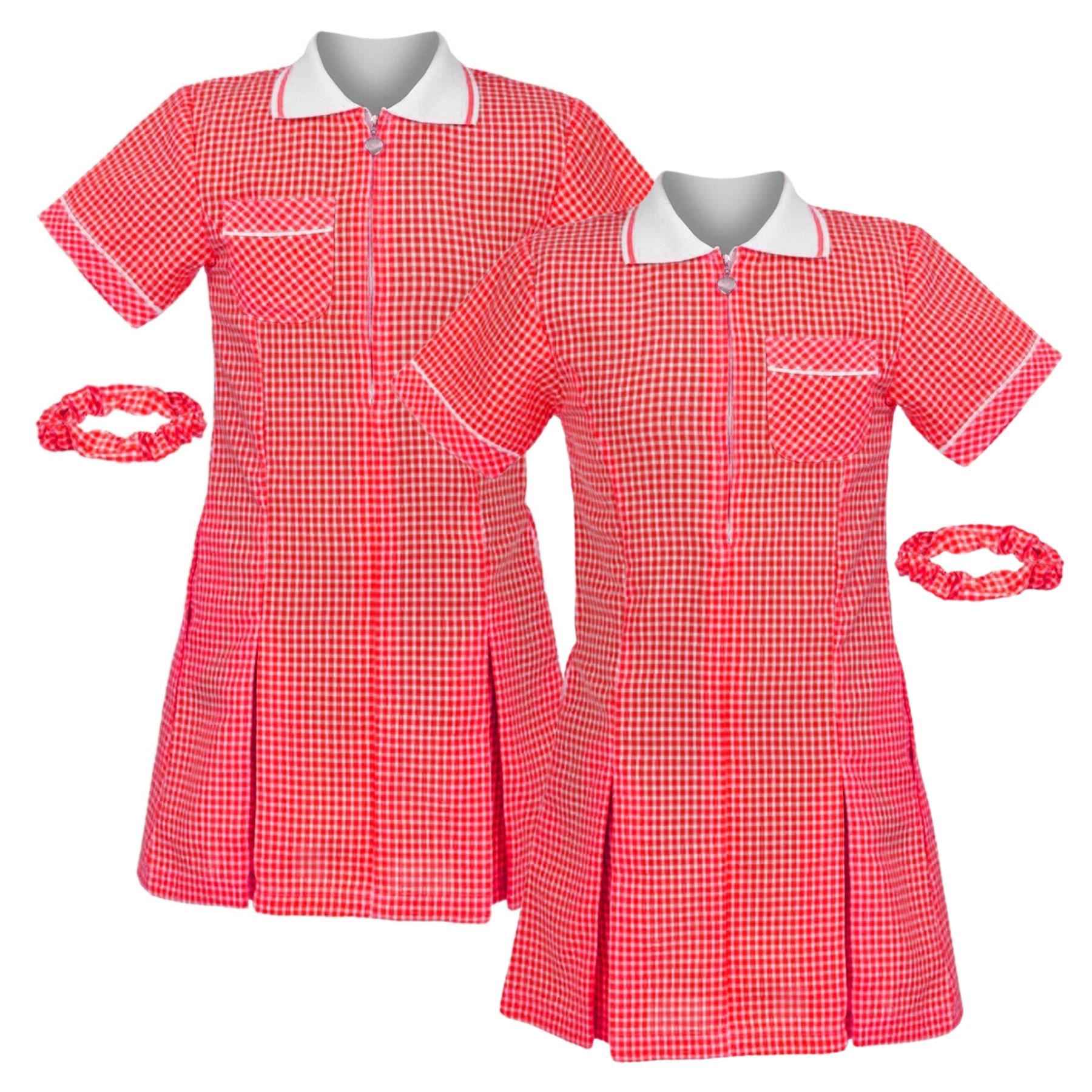 Mädchen Gingham Schule Kurzarm Plissee Kleid Schuluniform Sommer 2er Pack - Bild 30 von 49