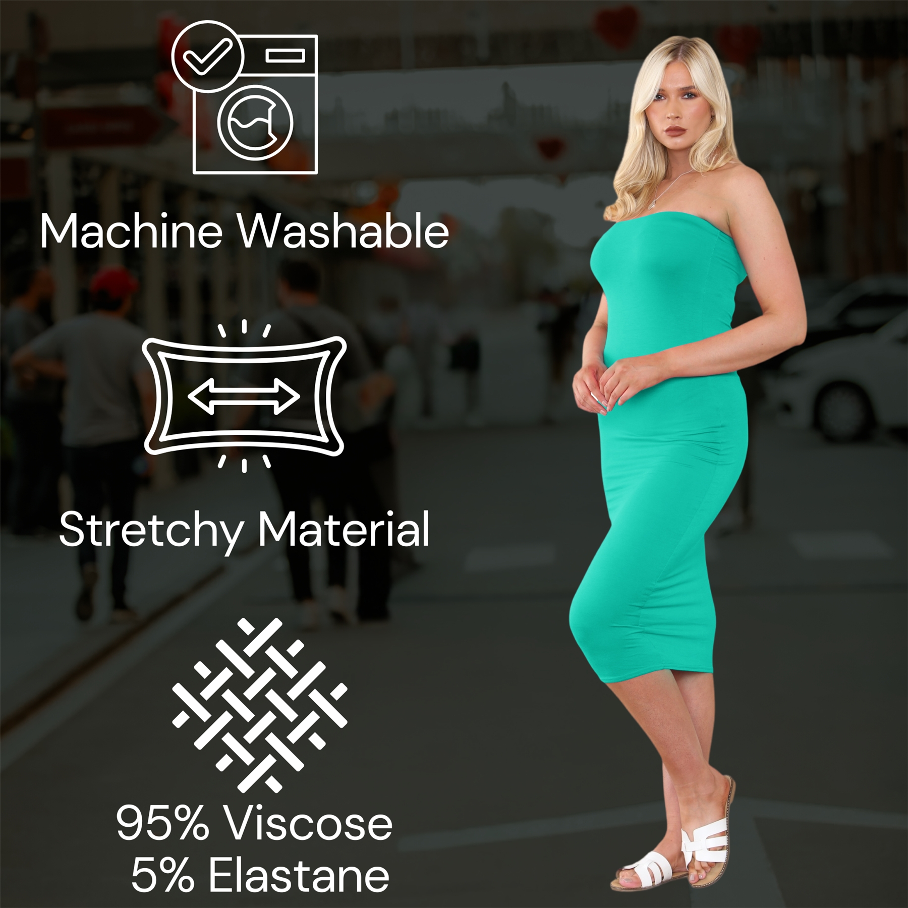 Damas Boobtube Midi Vestido Liso Elástico Sin tirantes Bandeau Verano Bodycon Vestido - Imagen 52 de 126