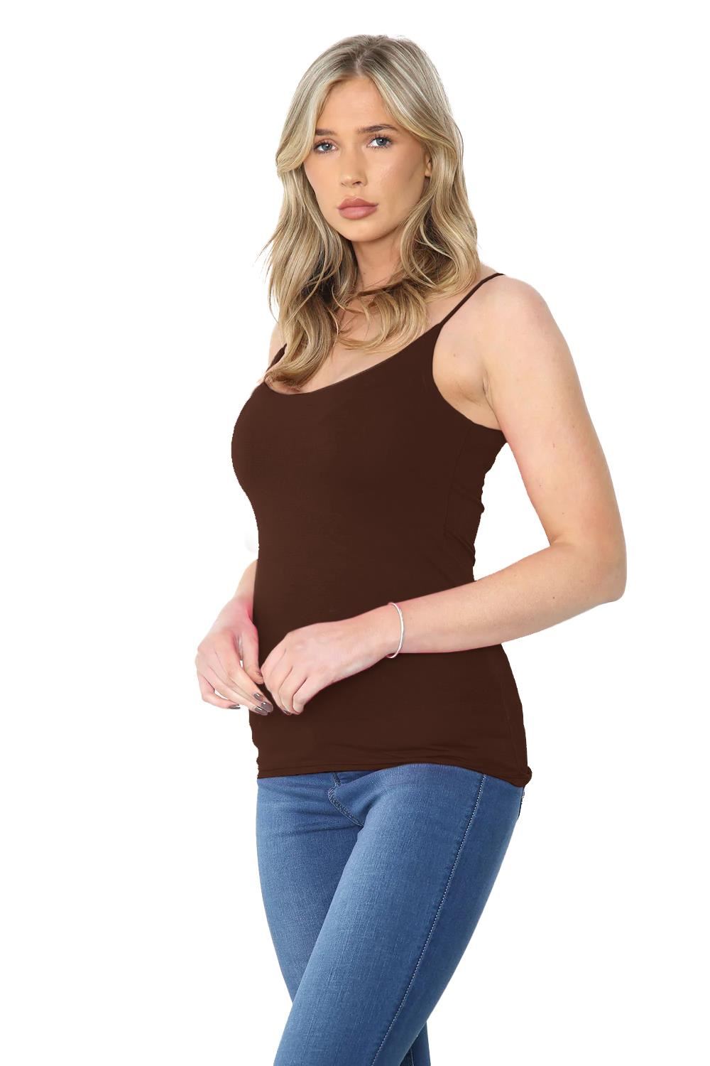 Womens Bodycon Cami Strappy Tank Top Plain Summer Activewear Vest Top, Pack of 3 - Picture 23 of 221