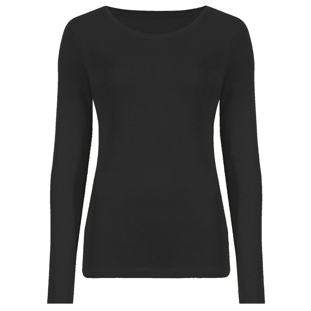 Camiseta para mujer cuello redondo manga larga elástica básica lisa informal - Imagen 2 de 34