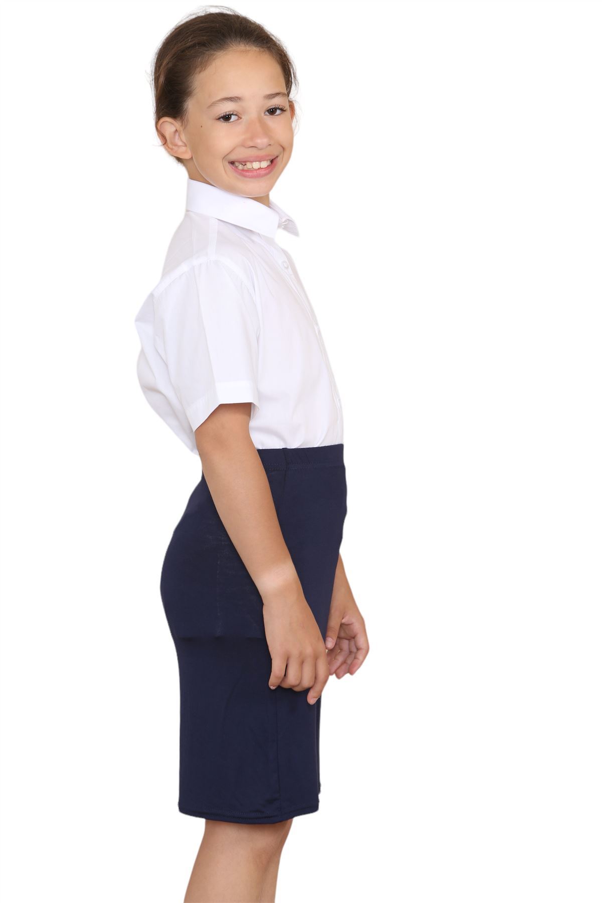 Mädchen Kurzarm Schuluniform Shirt Kinder weiß Bluse Oberteil 2er Pack - Bild 10 von 14