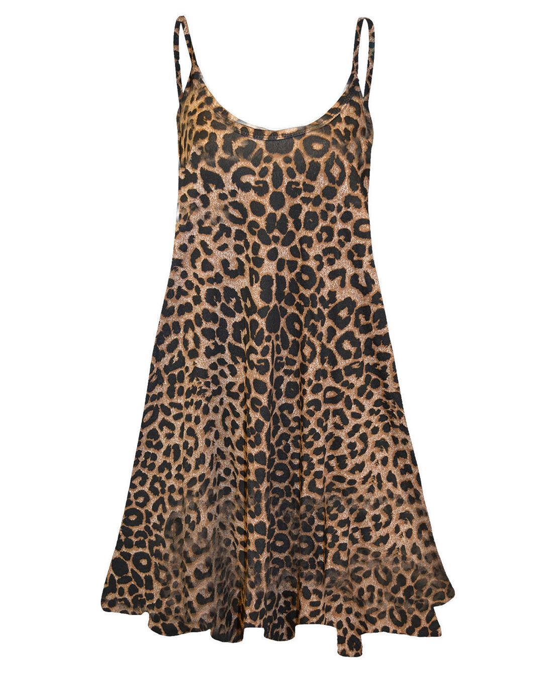 Womens Printed Cami Dress Flared Strappy Long Camisole Swing Mini Dress Vest Top - Picture 8 of 21