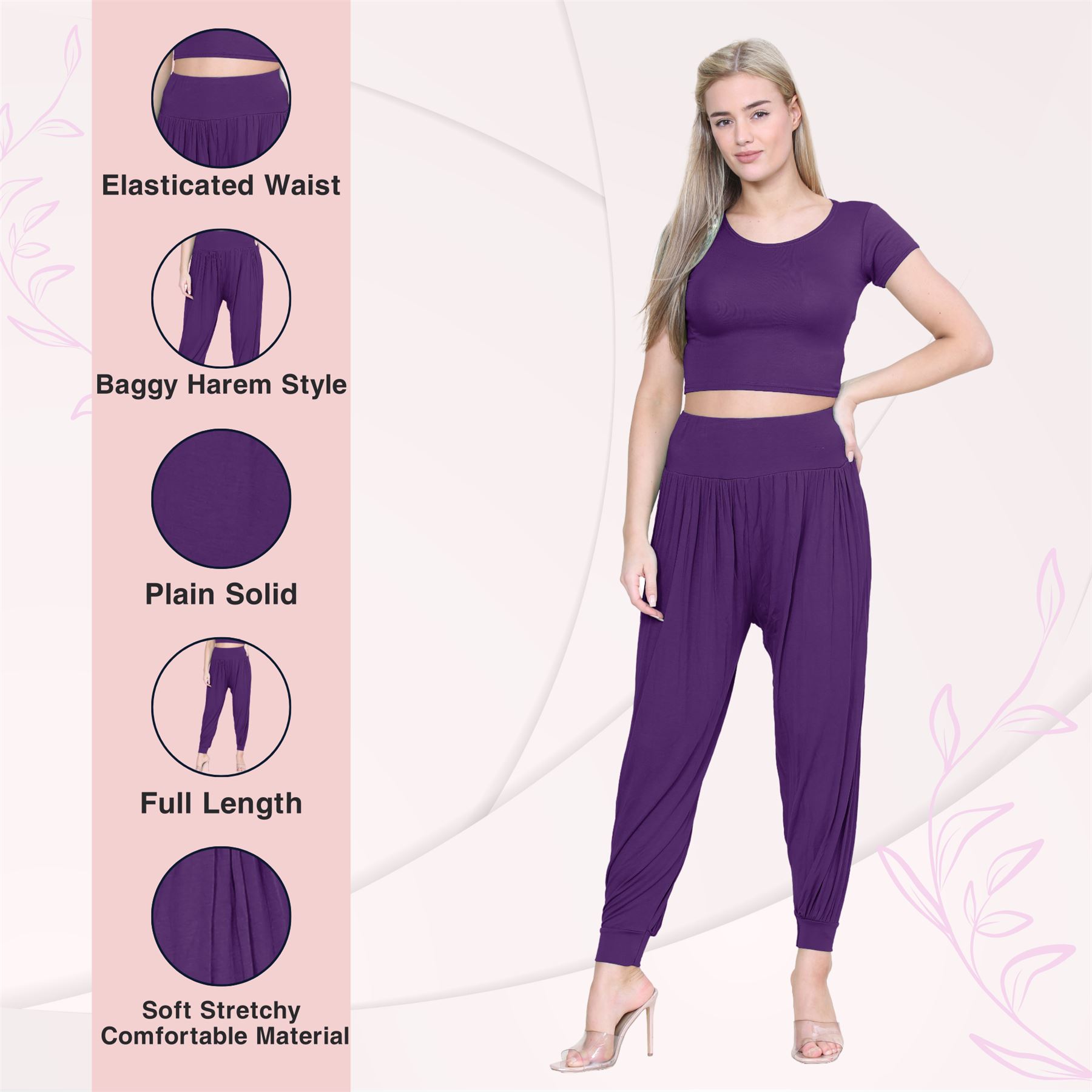 Womens Alibaba Harem Leggings Cuffed Bottoms Plain Hareem Trousers Baggy Pants - Picture 84 of 130