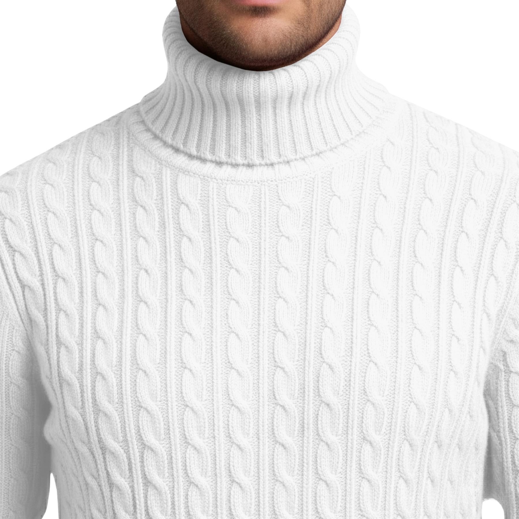 Herren Polo Rollkragen Langarm Pullover Zopfmuster Winterpullover Pulli - Bild 123 von 154