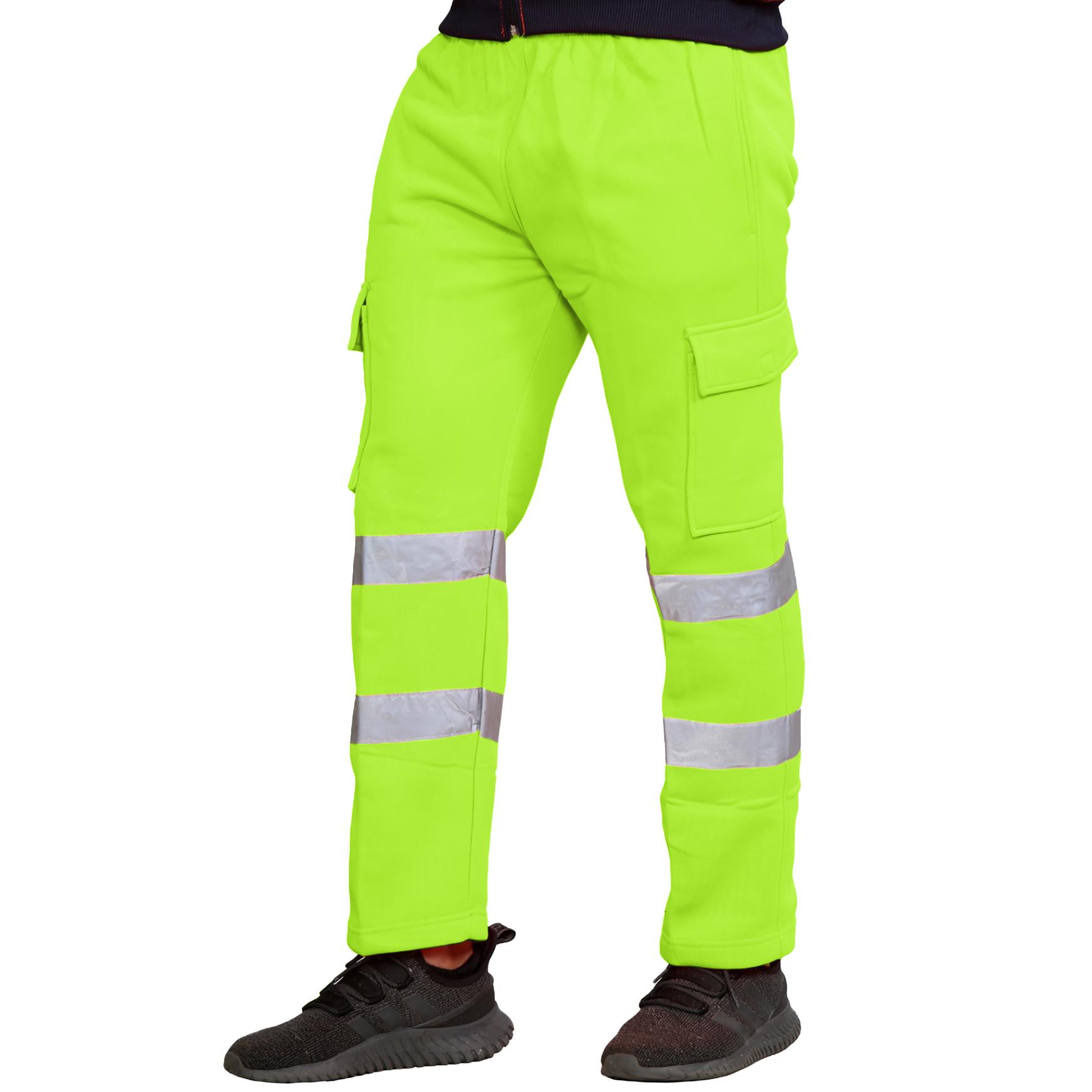 Para hombres Hi Vis Vis Visibilidad Viz Seguridad Parte inferior de lana Ropa de trabajo Pantalones para correr - Imagen 13 de 26