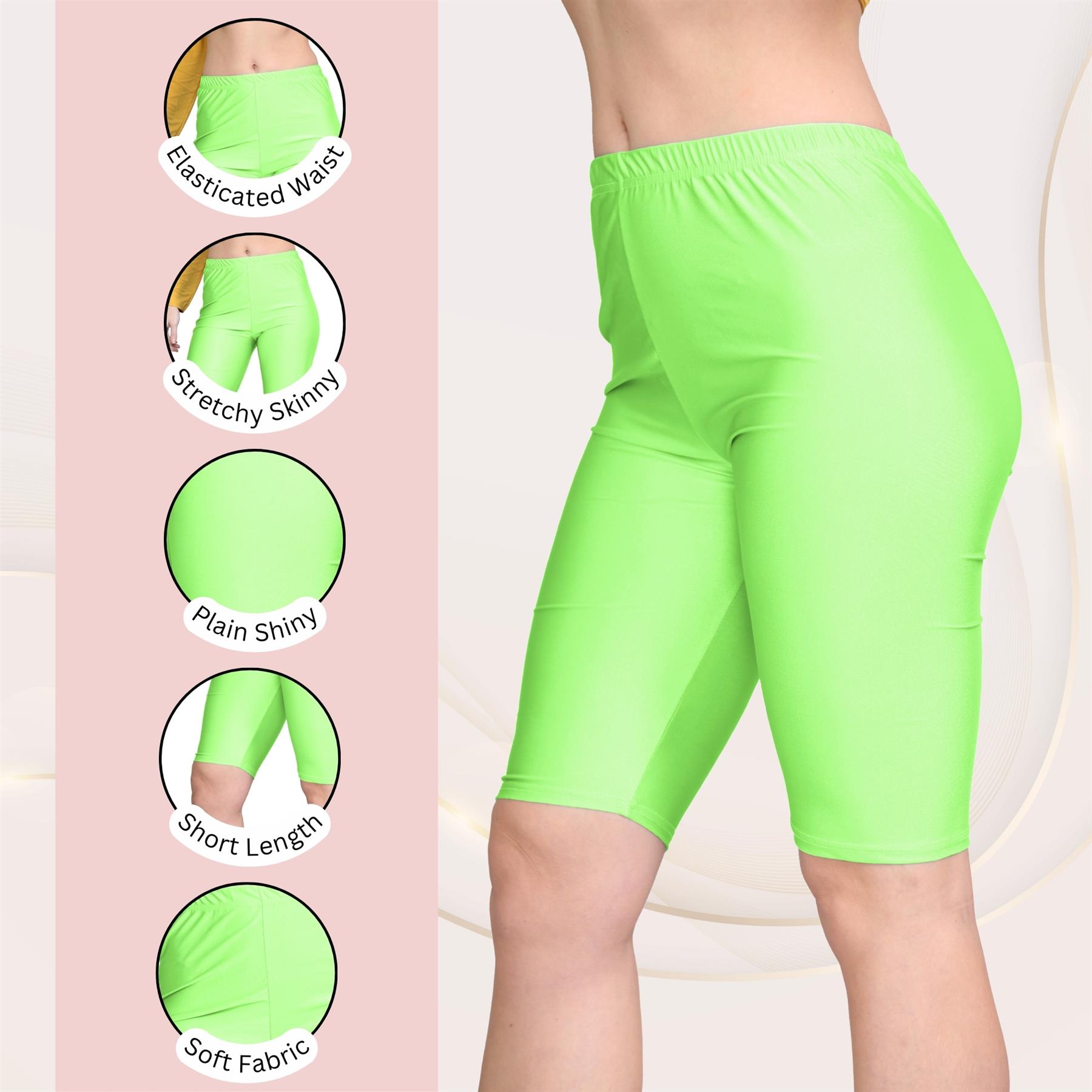 Damas Pantalones Cortos de Ciclismo Lisos Estirados Lycra Brillante Gimnasio Yoga Baile Pantalones Cortos - Imagen 28 de 100