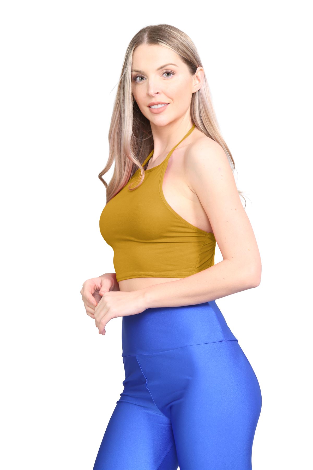 Halter Neck Crop Top Womens Vest Top Plain Tie Knot Top Basic Sleeveless T-Shirt - Picture 36 of 170