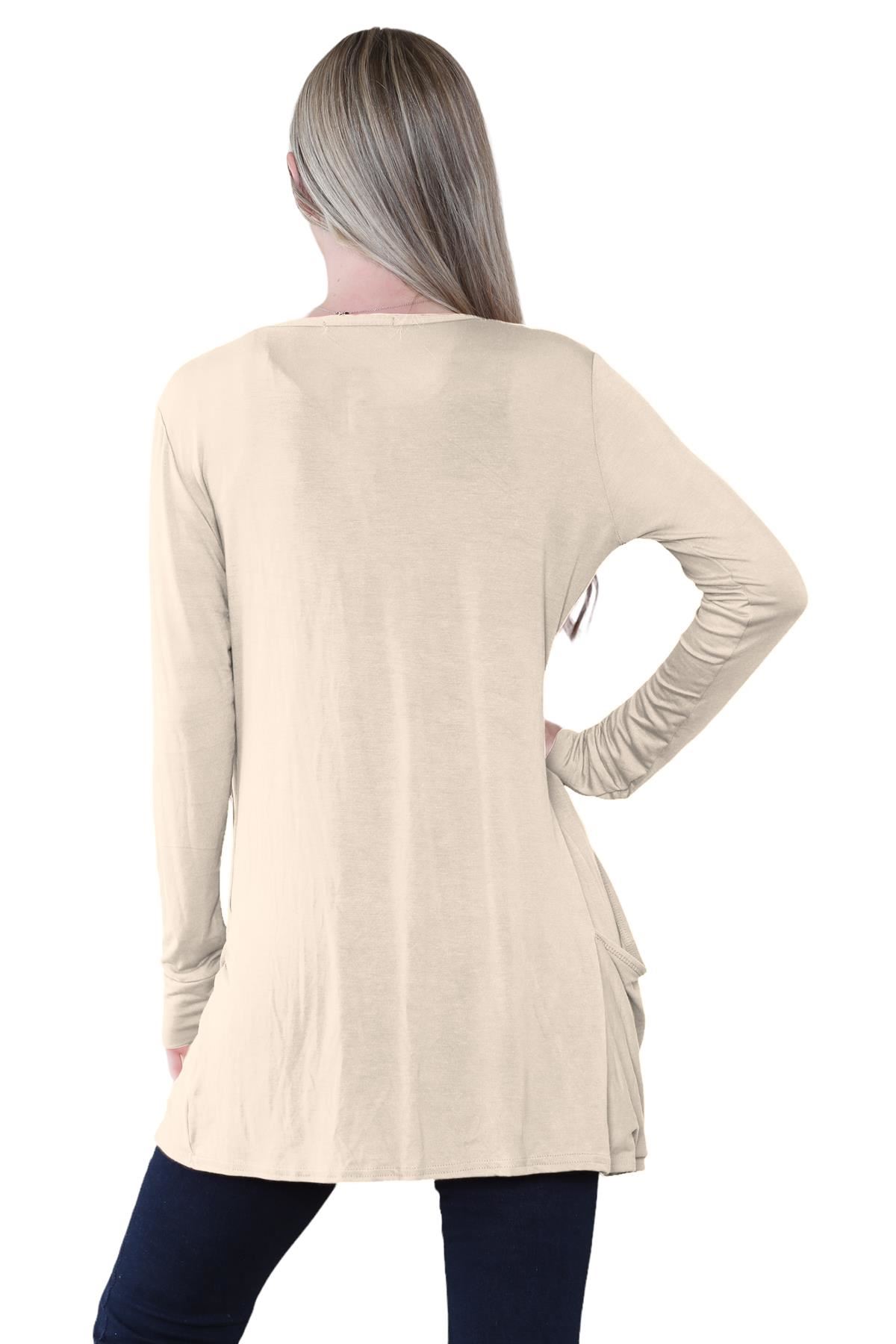 Boyfriend Cardigan Damen schlicht langärmelig offener Tropfen Tasche Freizeit Achselzucken Oberteil - Bild 120 von 148