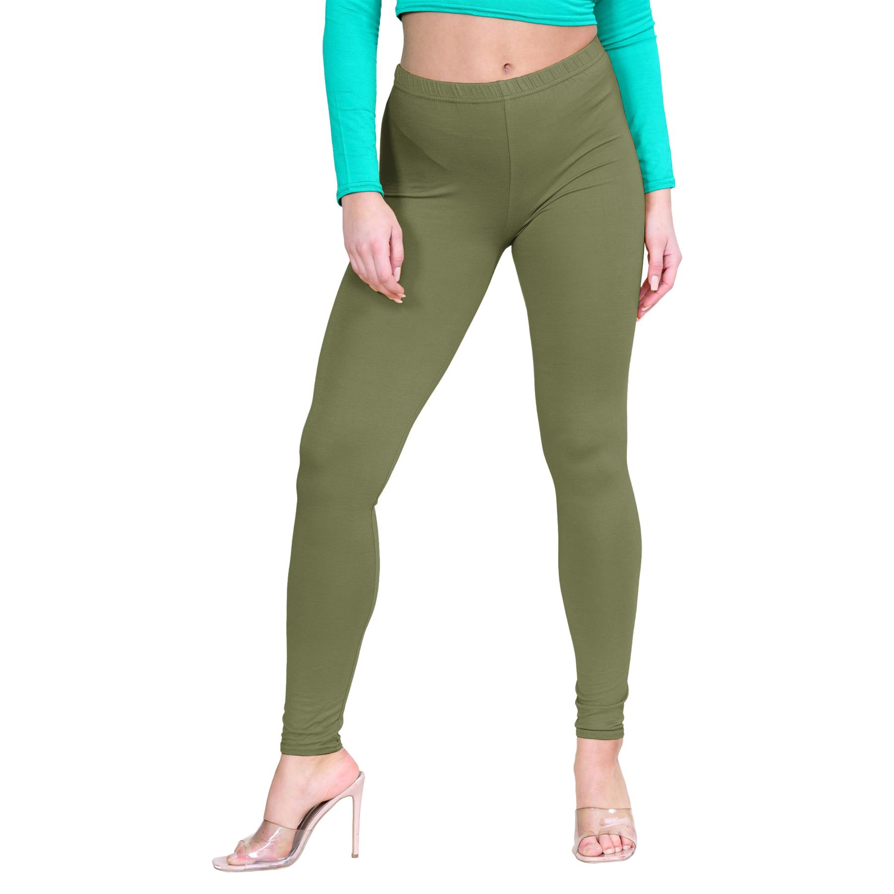 Womens Leggings Full Length Basic Plain Viscose Skinny Slim Fit Stretchy Pants - Picture 12 of 32