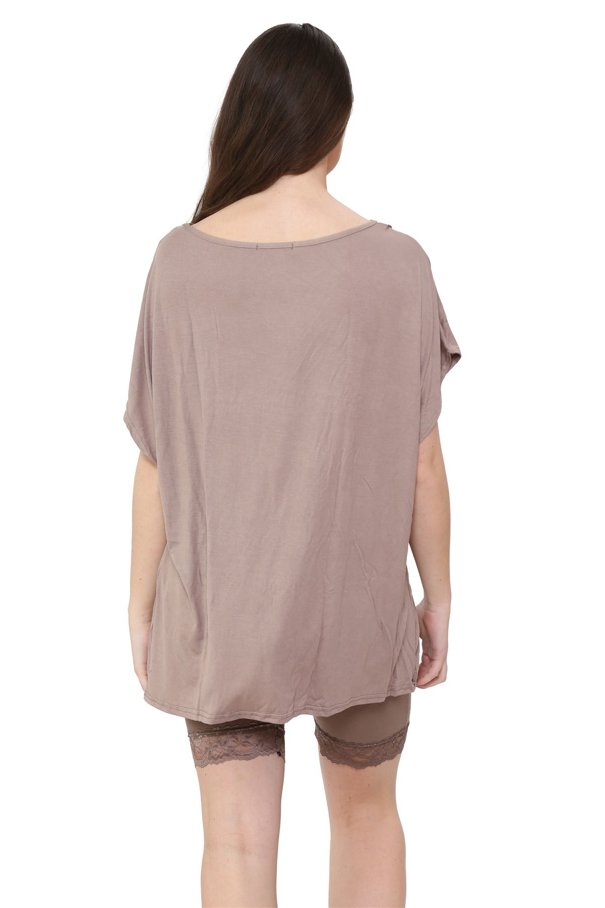 Schulterfreies Damen-T-Shirt Oberteil Fledermausärmel Oversize uni Freizeit Bardot Oberteil - Bild 84 von 225