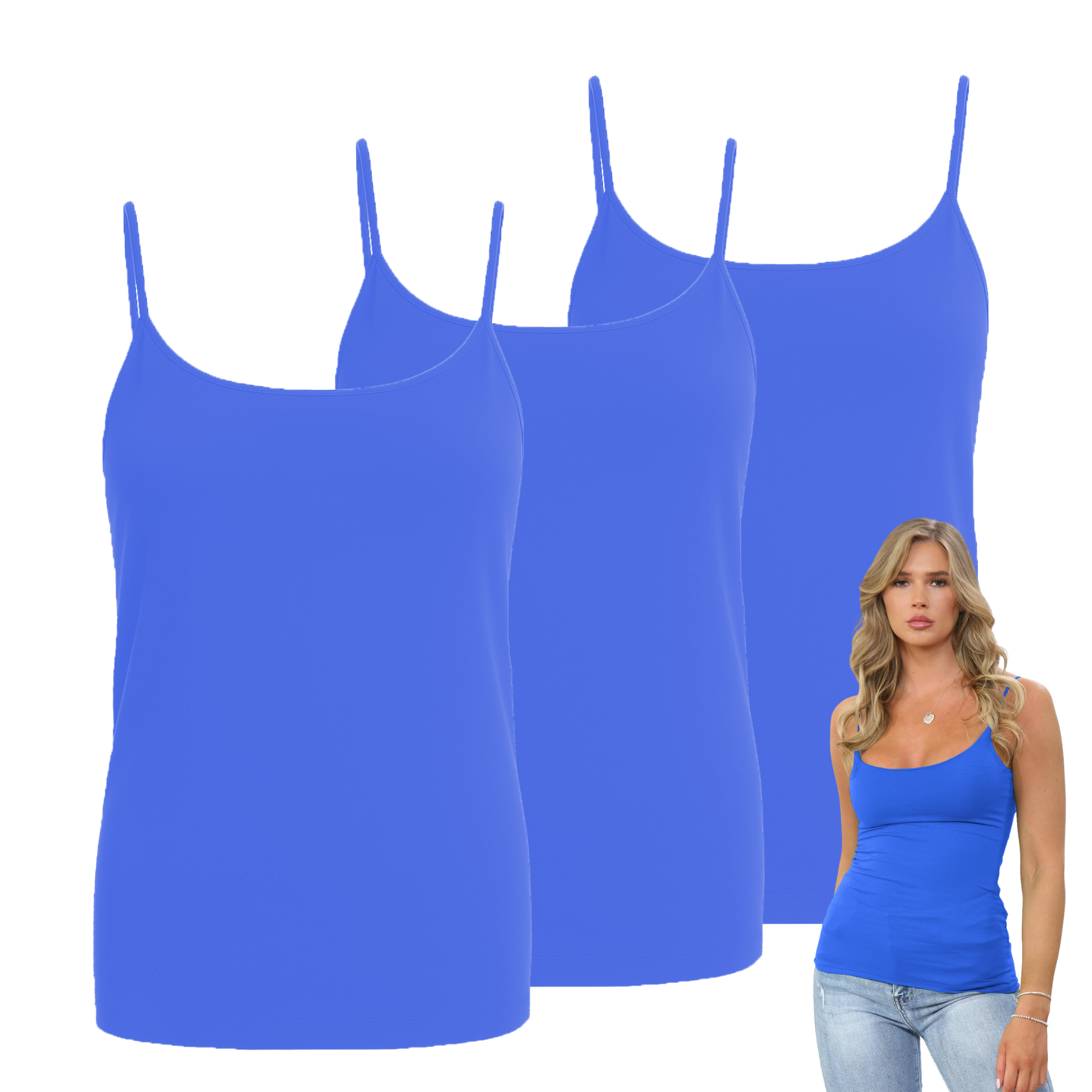 Womens Bodycon Cami Strappy Tank Top Plain Summer Activewear Vest Top, Pack of 3 - Picture 156 of 221