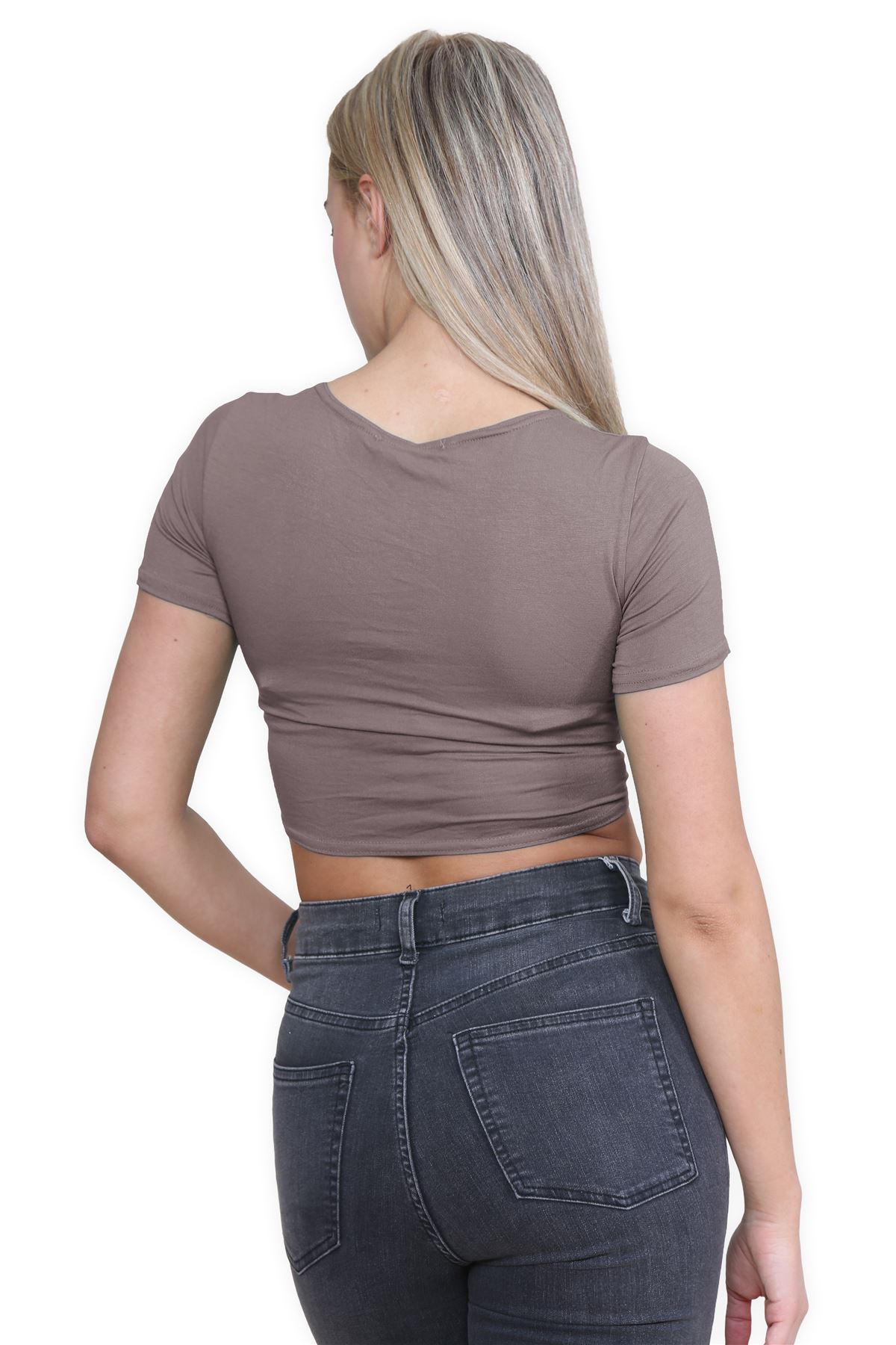 Damen-Cardigan Kurzarm vorne zum Binden einfach Bolero Achselzucken lässig bauchfrei Oberteil - Bild 64 von 133