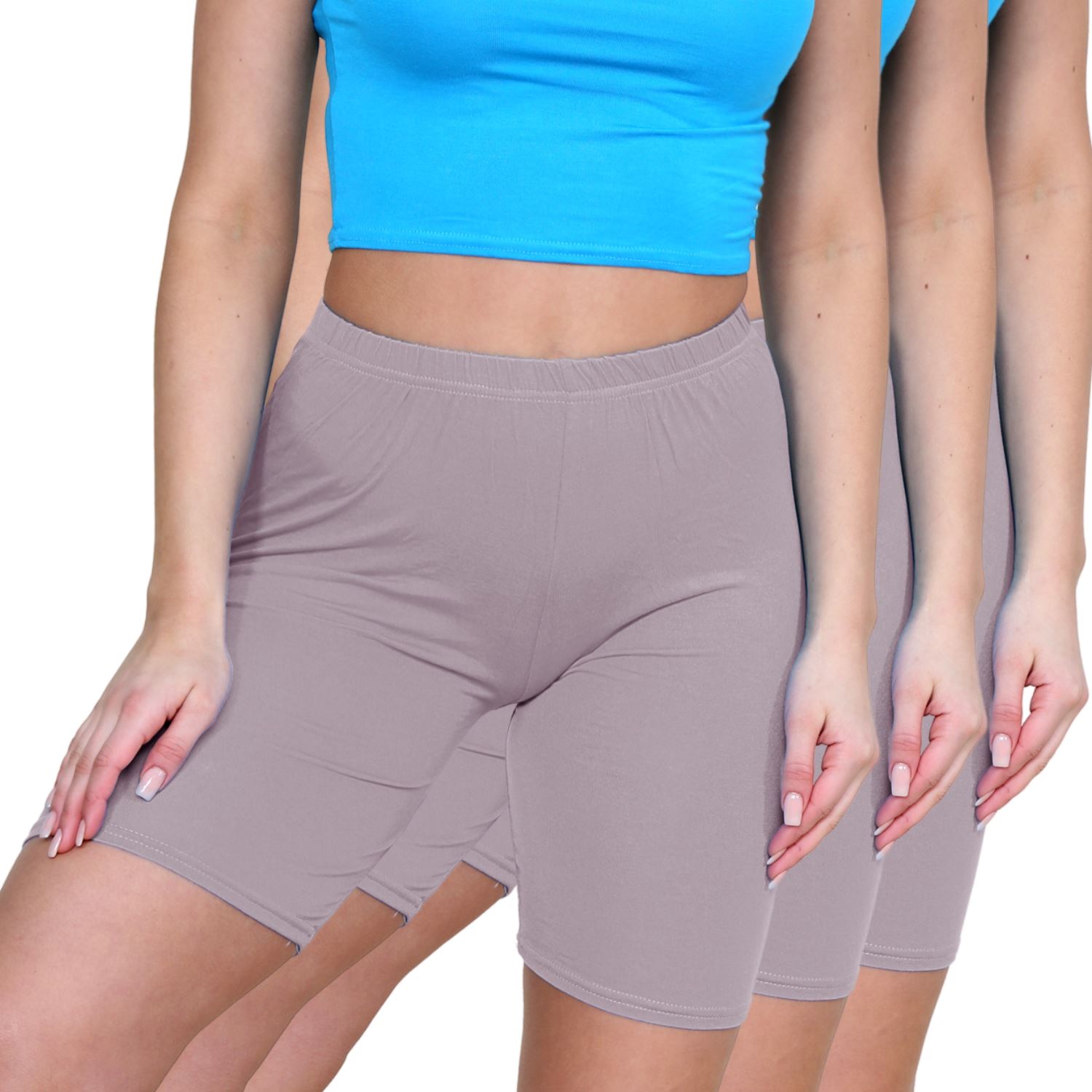 Pantalones Cortos de Ciclismo Lisos Para Mujer Baile Gimnasio Pantalones Cortos Elásticos Activos Paquete de 3 - Imagen 113 de 268