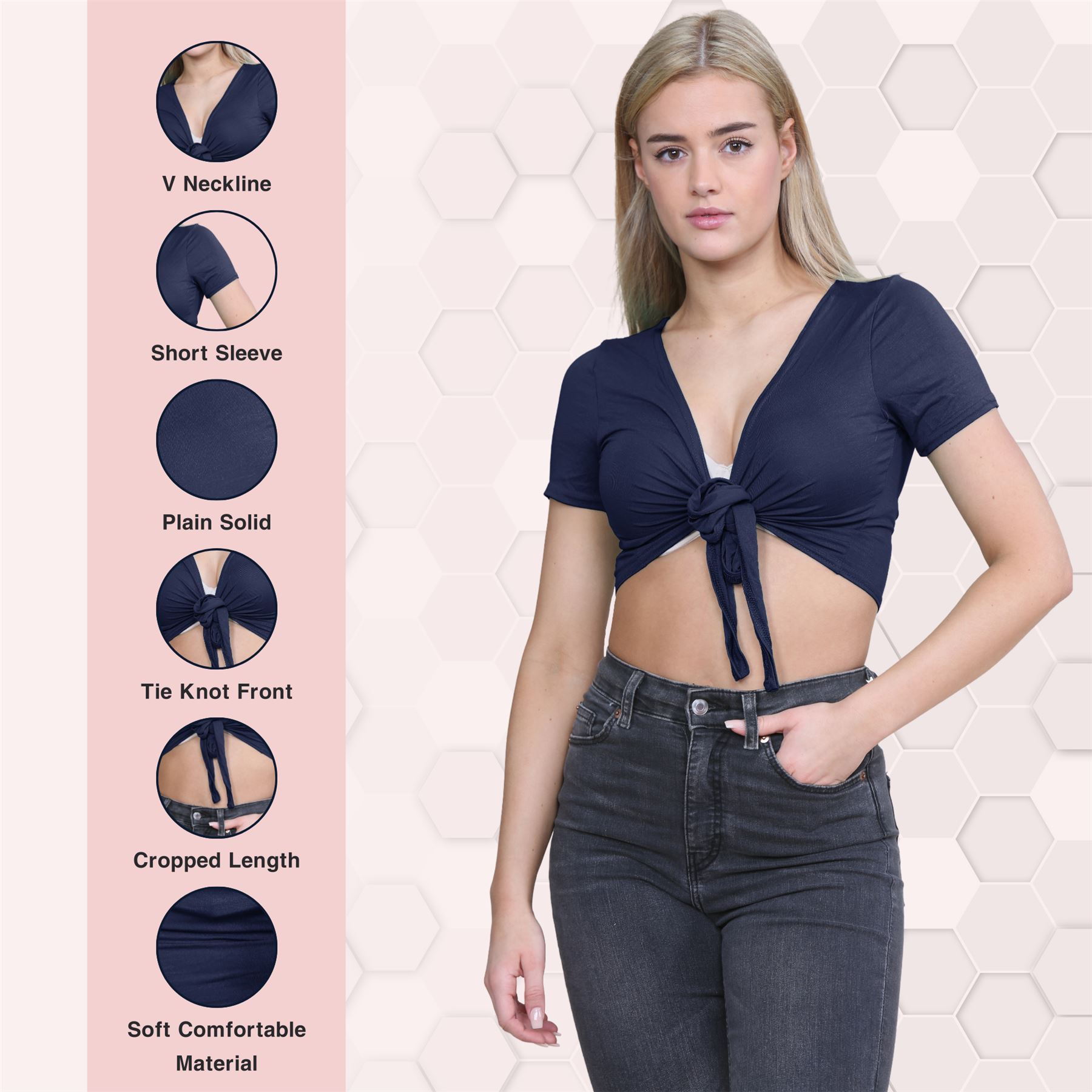 Damen-Cardigan Kurzarm vorne zum Binden einfach Bolero Achselzucken lässig bauchfrei Oberteil - Bild 77 von 133