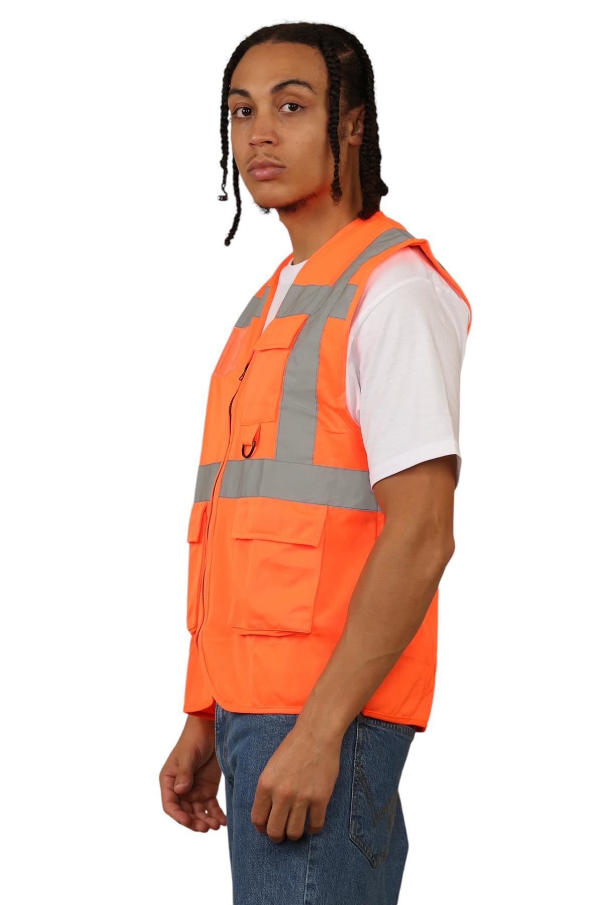Chaleco de alta visibilidad para hombre chaleco de seguridad reflectante chaqueta de trabajo de alta visibilidad - Imagen 3 de 13