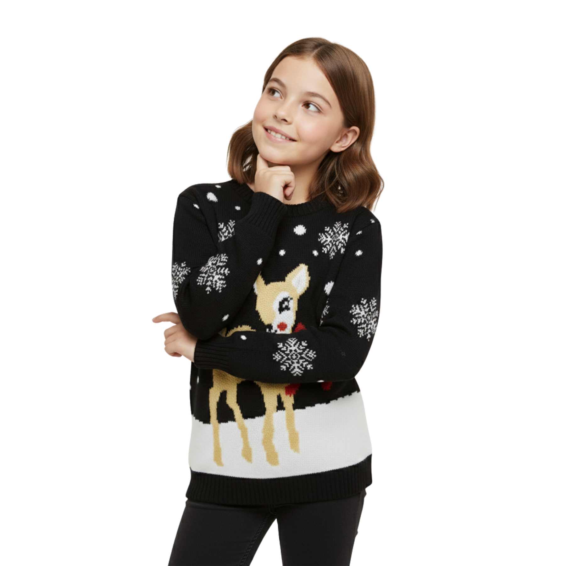 Kids Christmas Jumper Girls Boy Reindeer Sweater Children Novelty Xmas Sweater - Picture 5 of 97