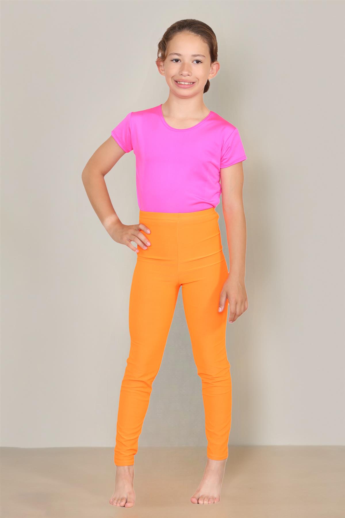 Girls Dance Leggings Gymnastics Microfibre Pants Kids Plain Full Length Trousers - Picture 37 of 85