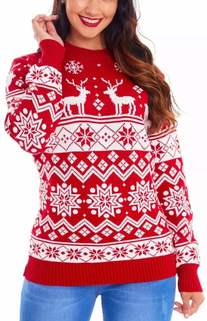 Christmas Reindeer Jumper Womens Knitted Funny Xmas Sweater Unisex Retro Jumpers - Picture 105 of 128
