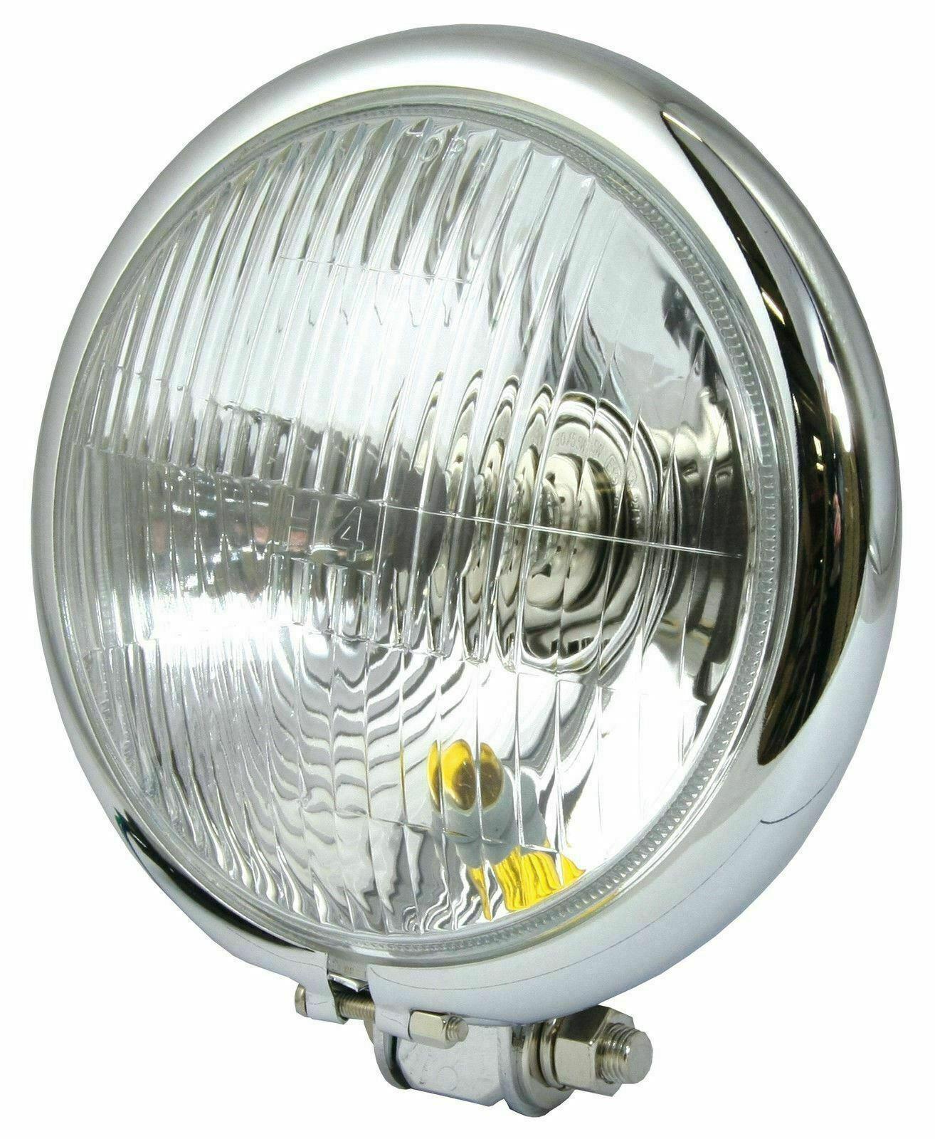 MOTORCYCLE BATES HEADLIGHT UNIVERSAL 5 3//4/" CHROME SIDE MOUNT CUSTOM CAFE RACER