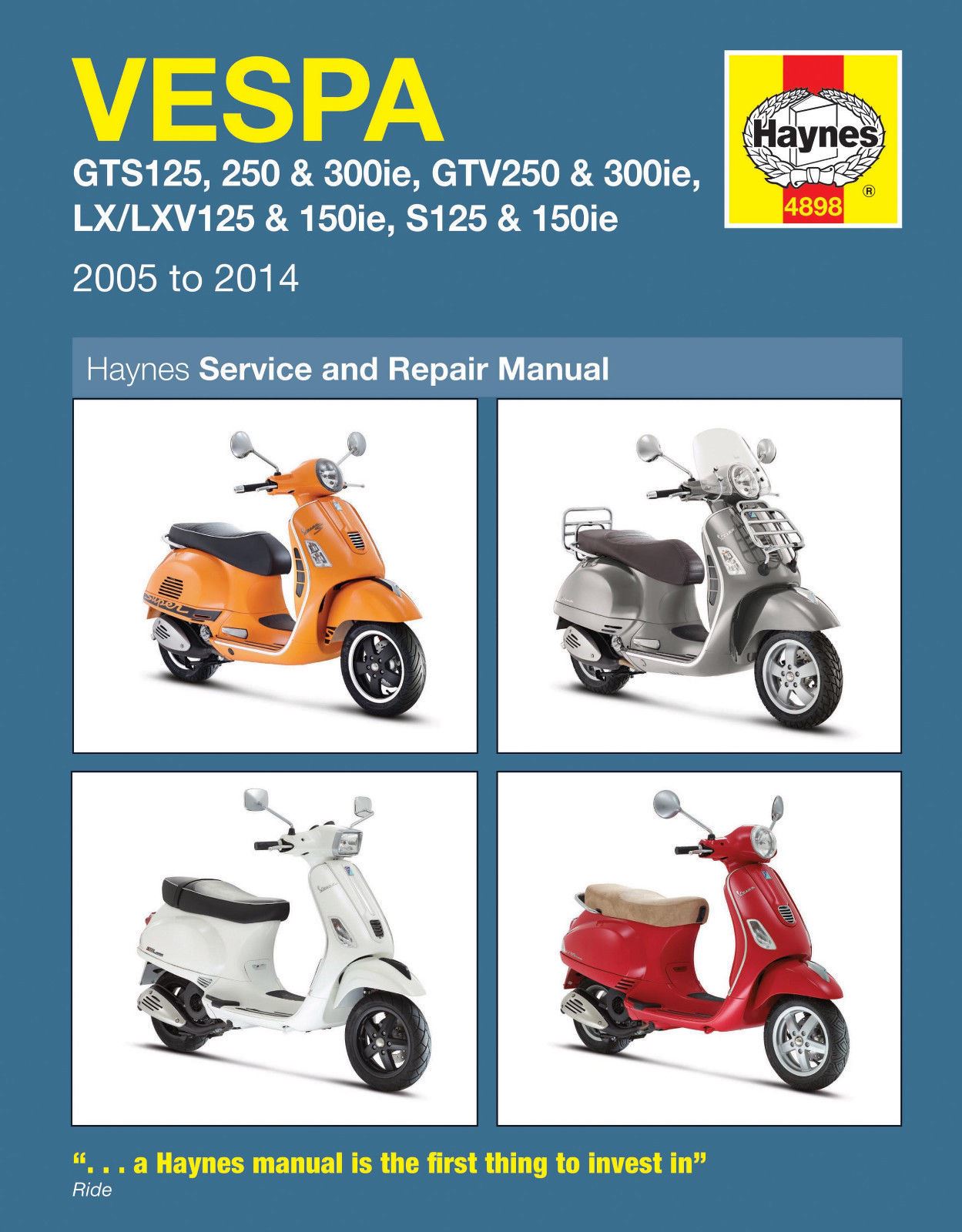 Details about Haynes Repair Manual Vespa GTS, GTV, LX and S125 to 300 (05 -  14)