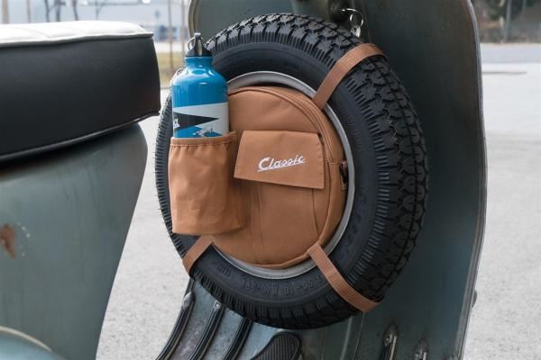 Classic Vespa Spare Wheel Storage Bag Tool Case Tan | eBay