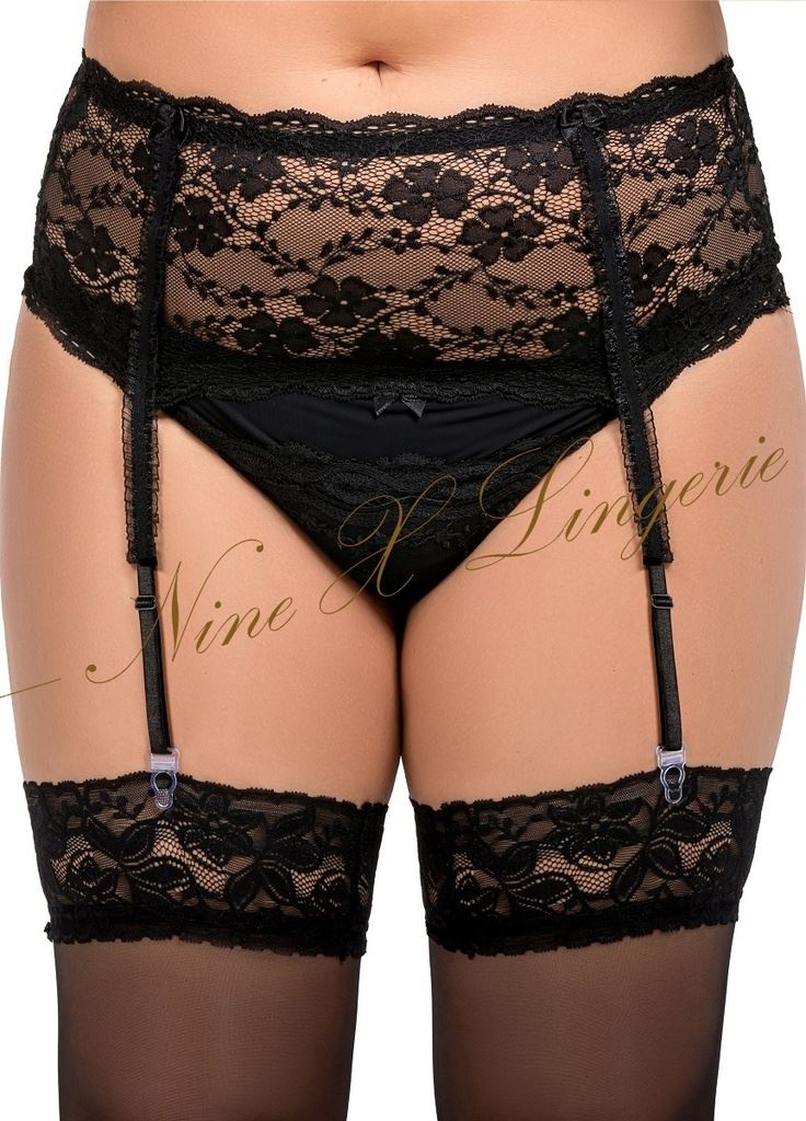 Nine X Plus Size Lace Garter Belt with Corset Style Suspender S8XL