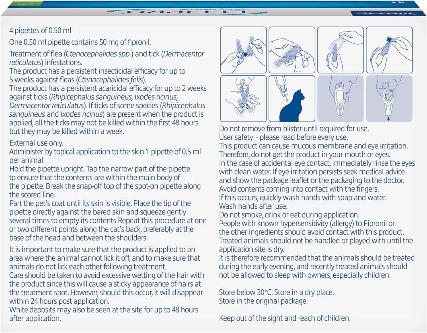 Spot On Flea Treatment AVM-GSL For Pets Cats & Dogs 4 Pipettes With Fipronil - Picture 17 of 61
