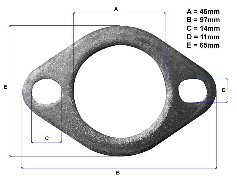Jetex Universal Exhaust Flanges (Pair) With Gasket 1.75" Mild Steel