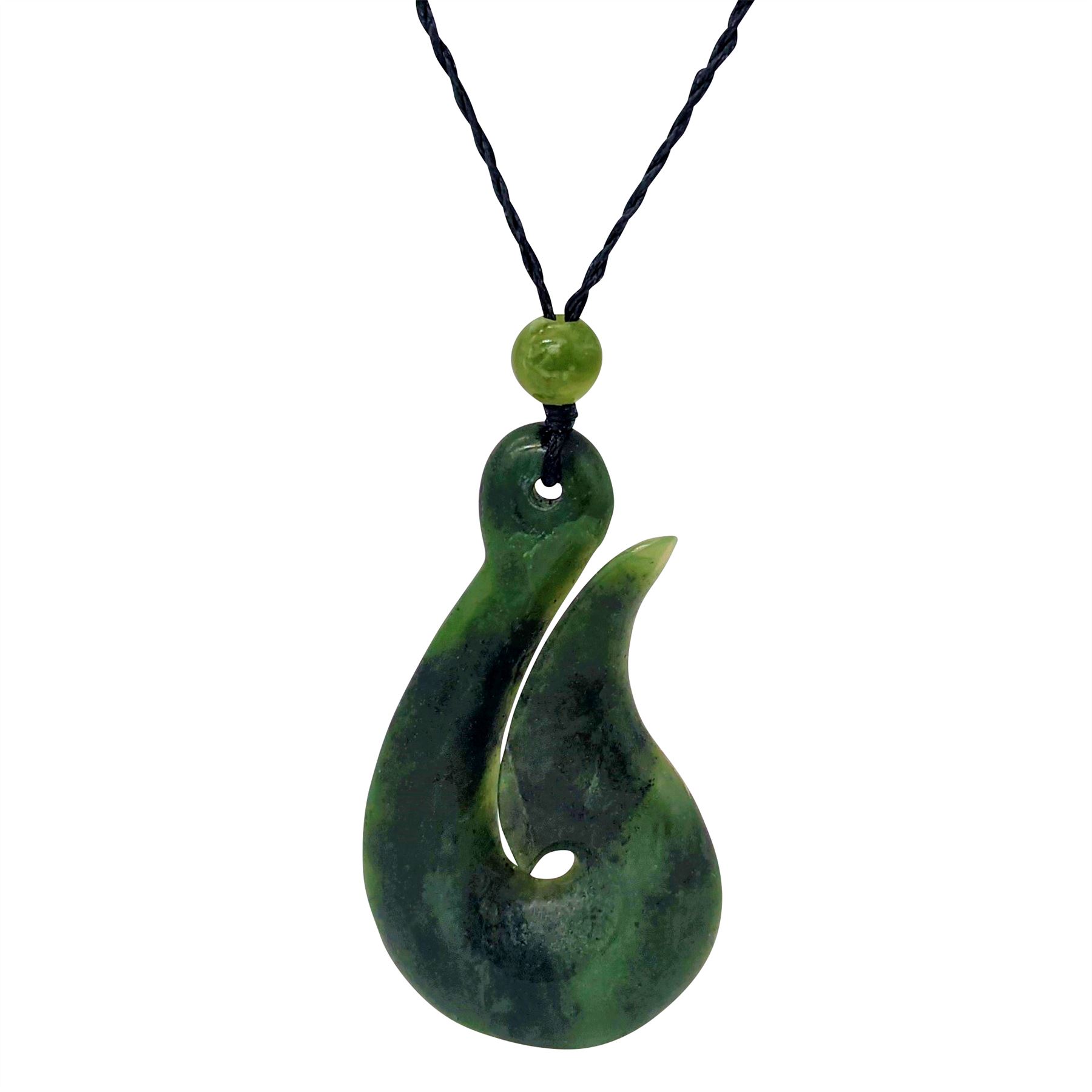 Collier Pendentif Feuille Plume En Jade Néphrite Vert - Sculpture Main, Marque 81stgeneration, Longueur 84 Cm