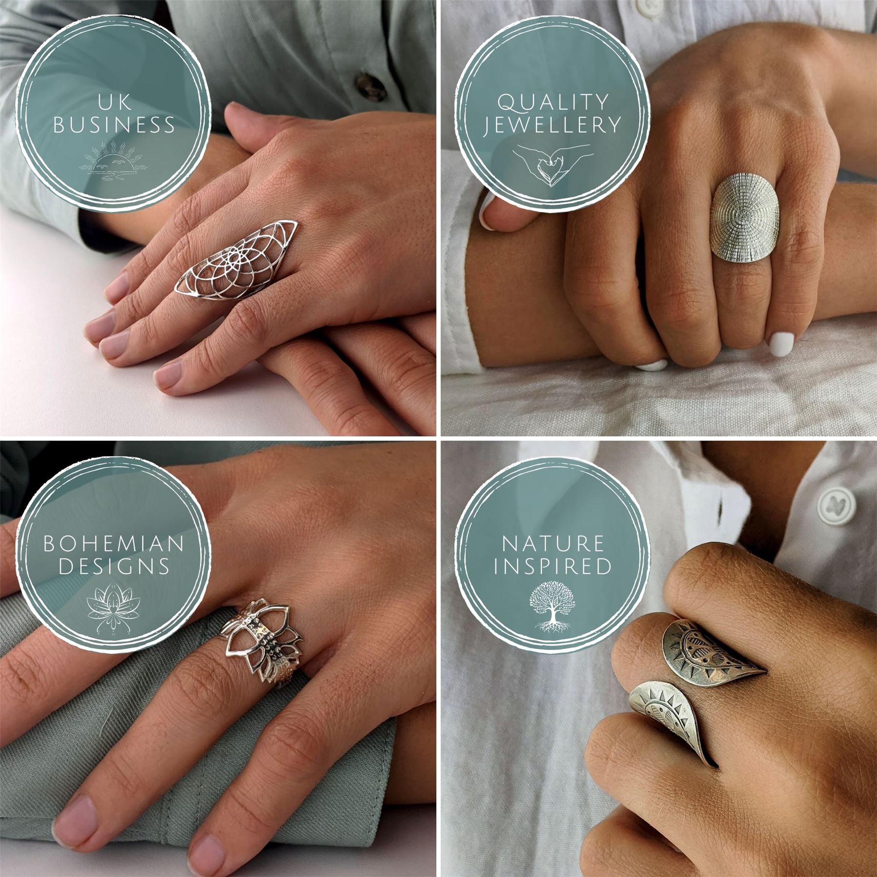 Bague Argent Fin 999‰ Ajustable Style Karen Hill - Motif Feuilles Détaillé - Marque 81stgeneration