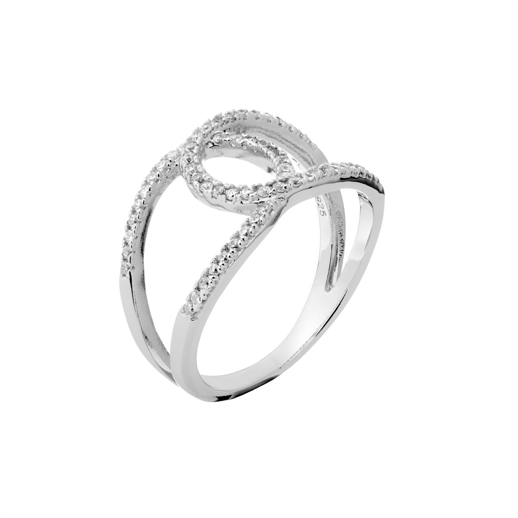 Anello a mezza eternità in argento sterling con zirconi cubici a