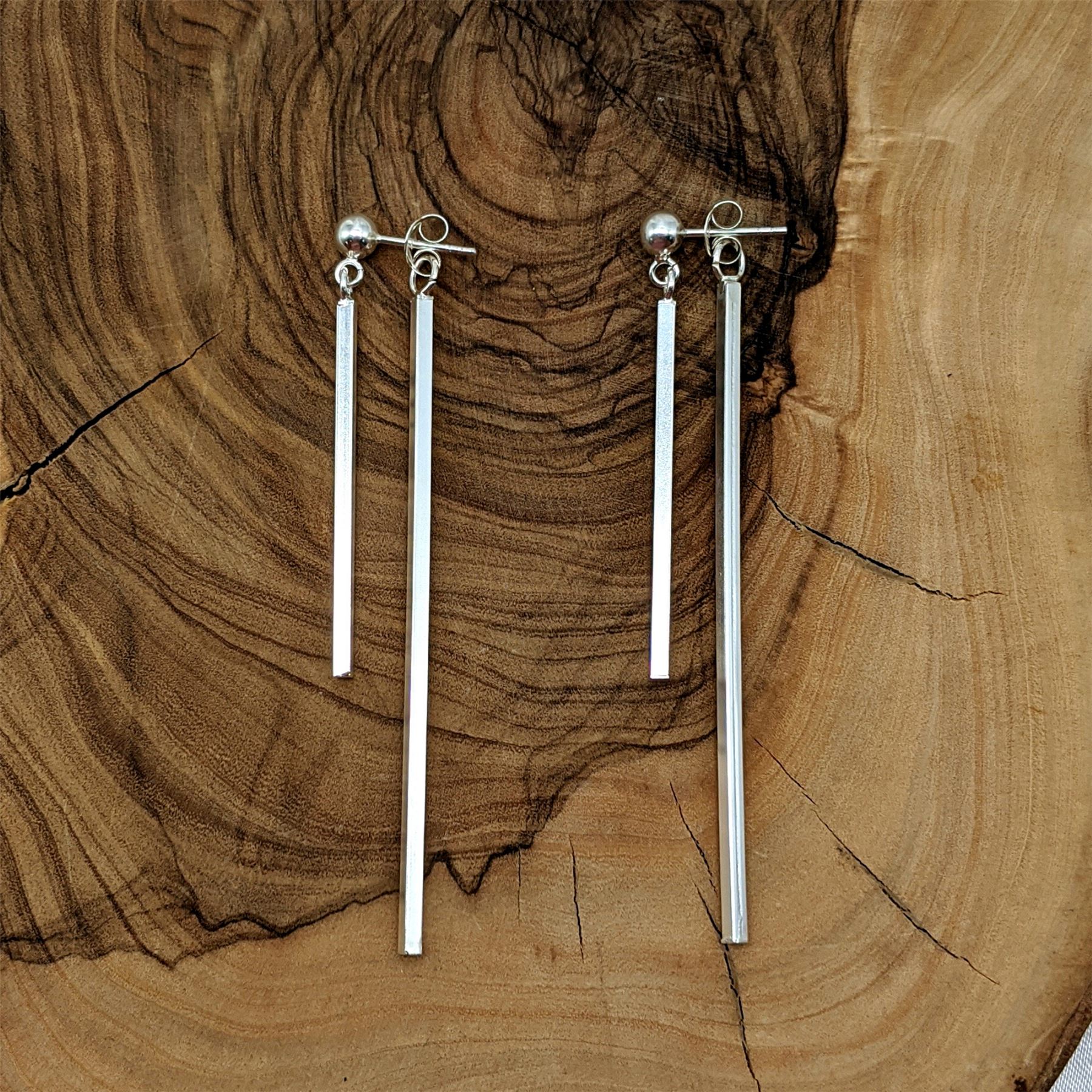 Silverly Orecchini Pendenti Argento 925 Con Doppia Barra Curva E Nappa Lunga - 4