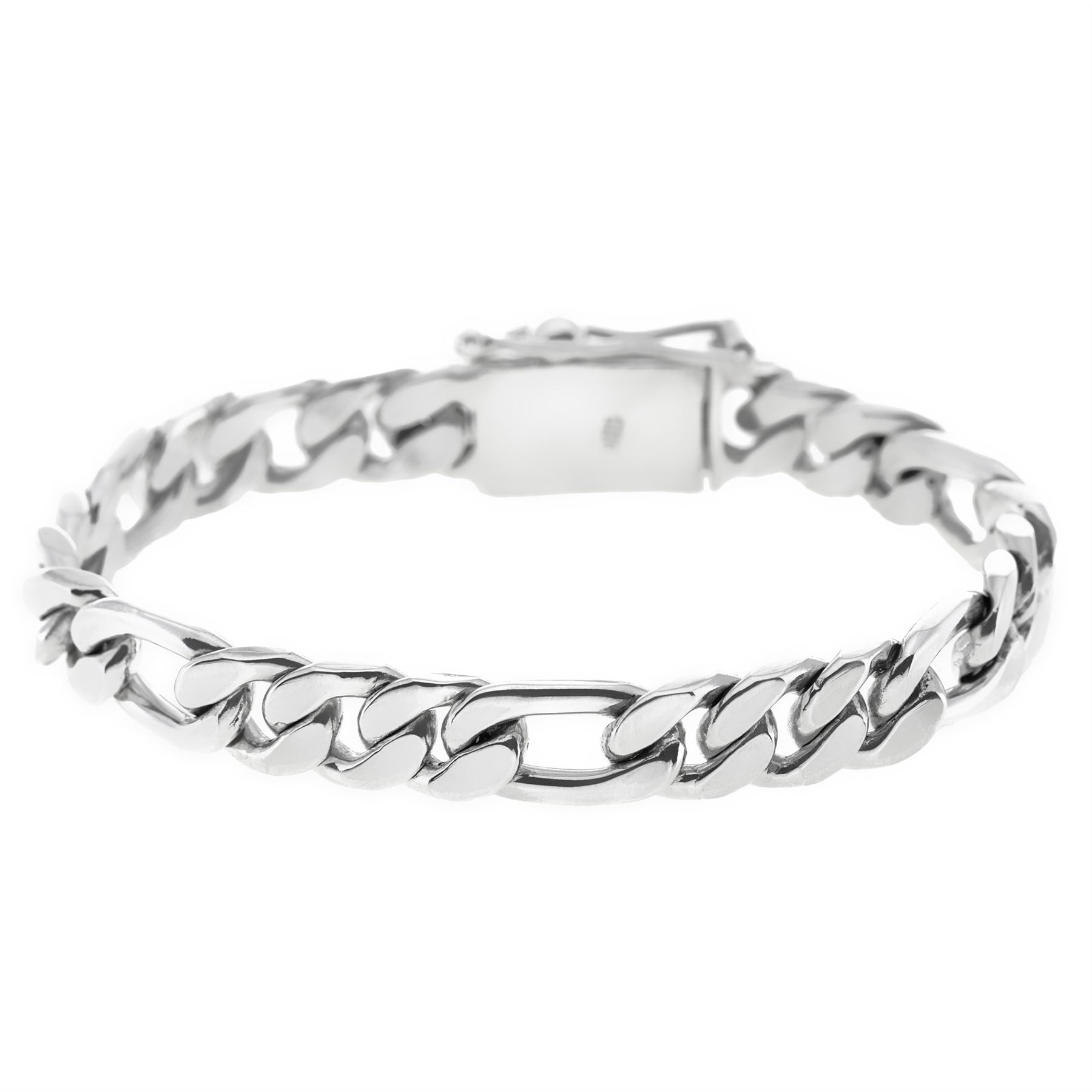 Silverly Men's Bracelet 925 Sterling Silver Chunky Wide Figaro