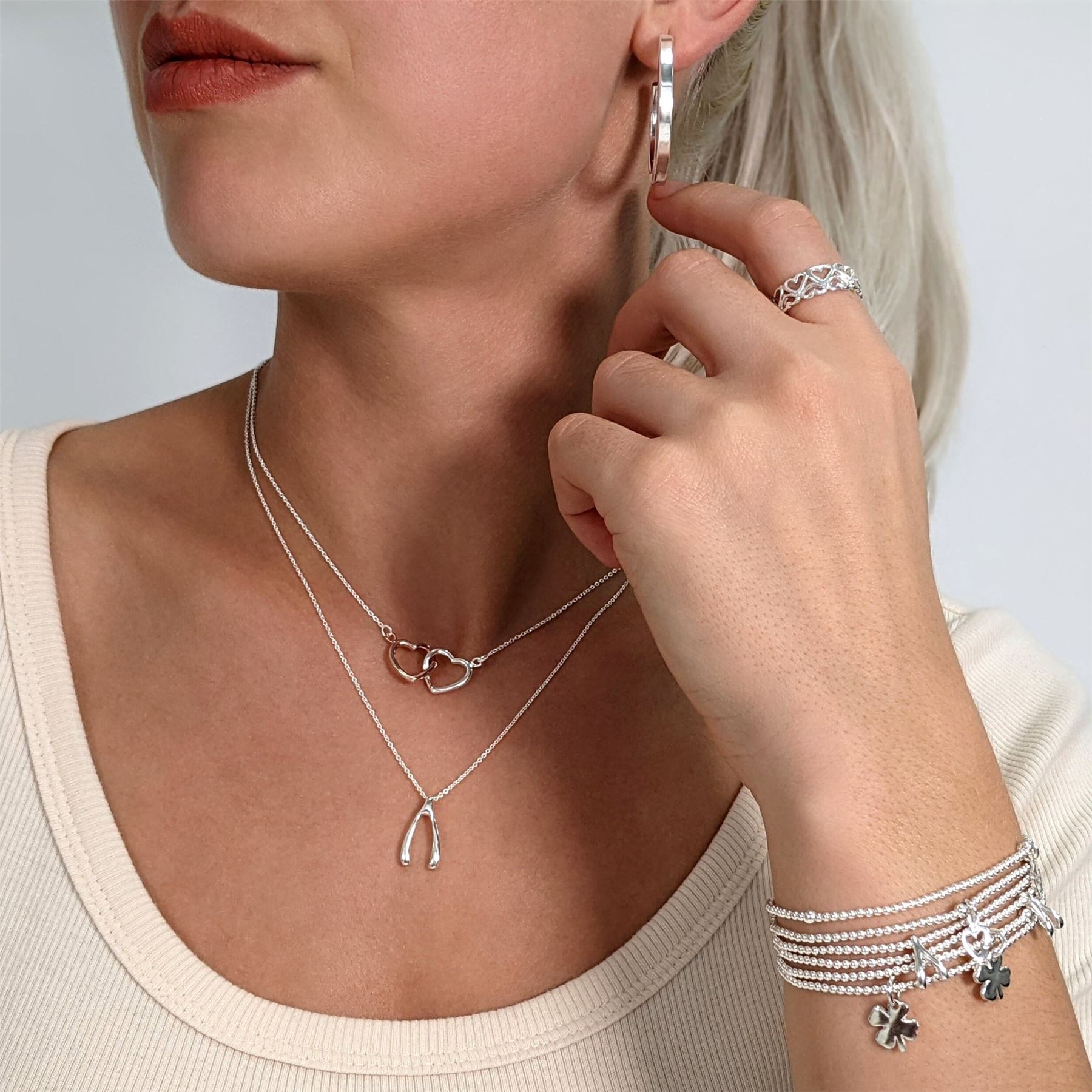 ミュージシャン RILY Heart Pins White Cupid's Heart Ring(6667), Silver | D-POW