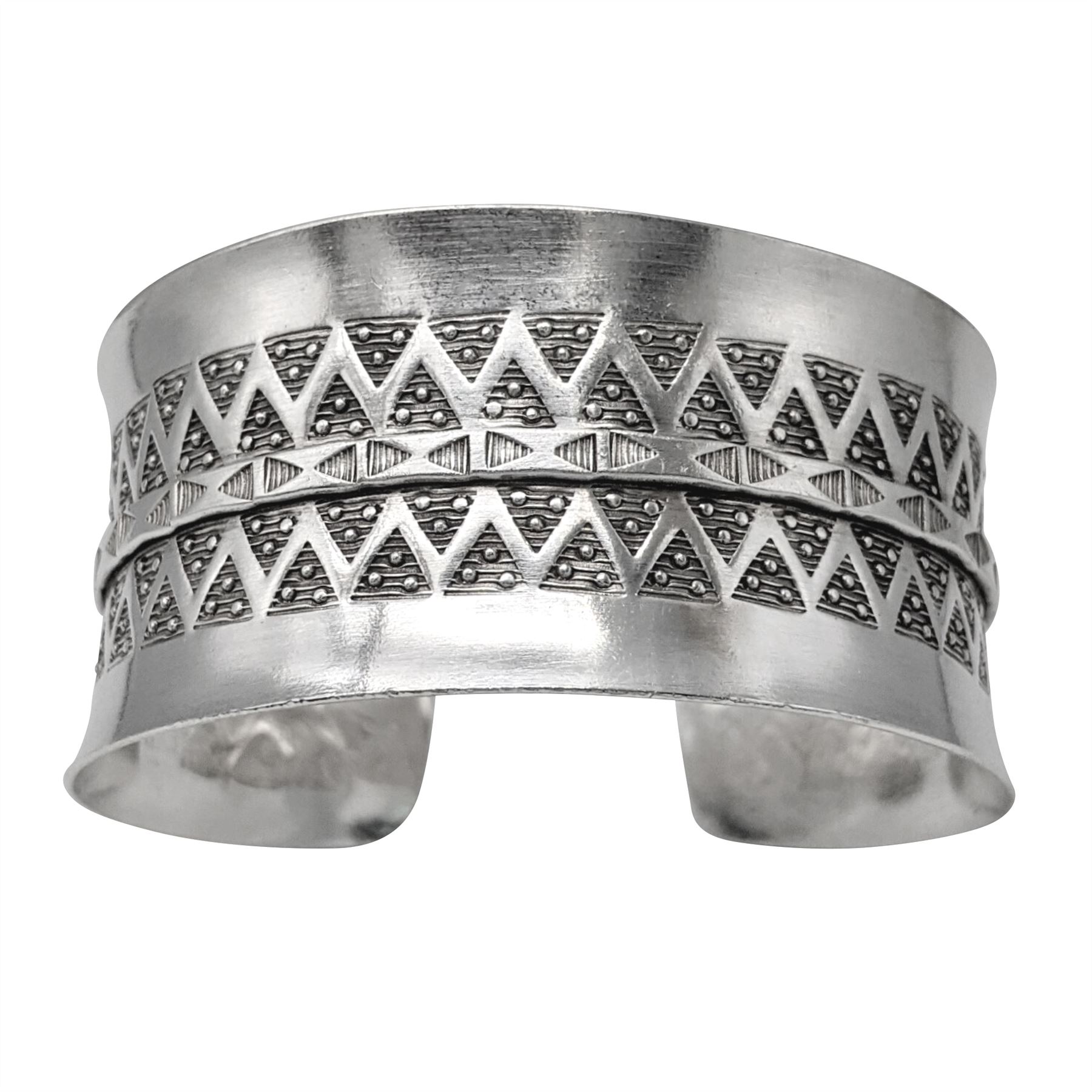 81stgeneration Hill Tribe Bracciale Rigido in Argento Massiccio con Motivo Tribale Inciso | Bracciale Rigido Argento 999 con Tubo Tondo Affusolato Pesante per Donna | Gioielli Scultorei Moderni Spessi
