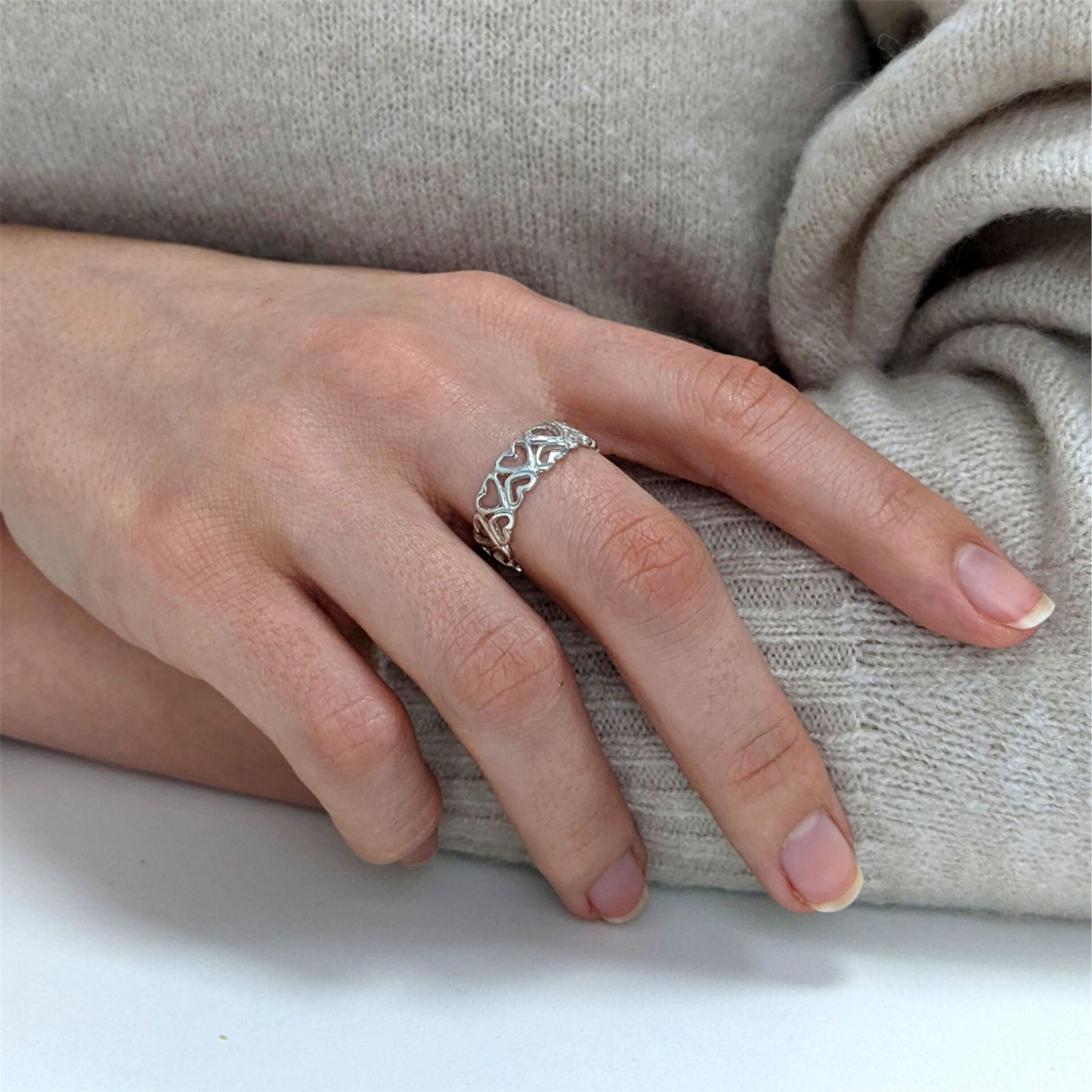 Sterling Silver Ring 925 Cut-Out Heart Y2K Friendship