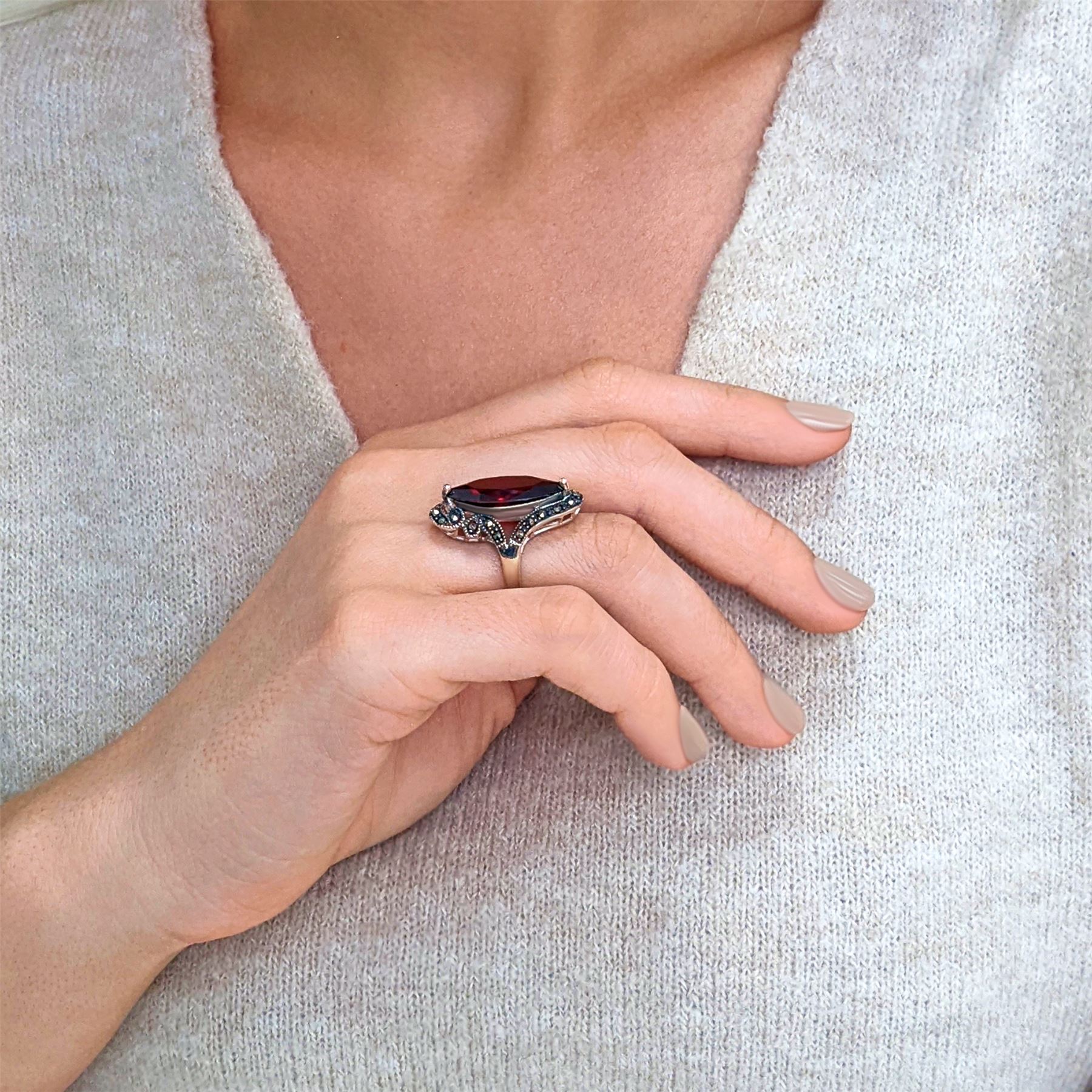 Anelli Di Lusso Ovale In Argento Sterling 925 Parti Su 1000 - Foto 4