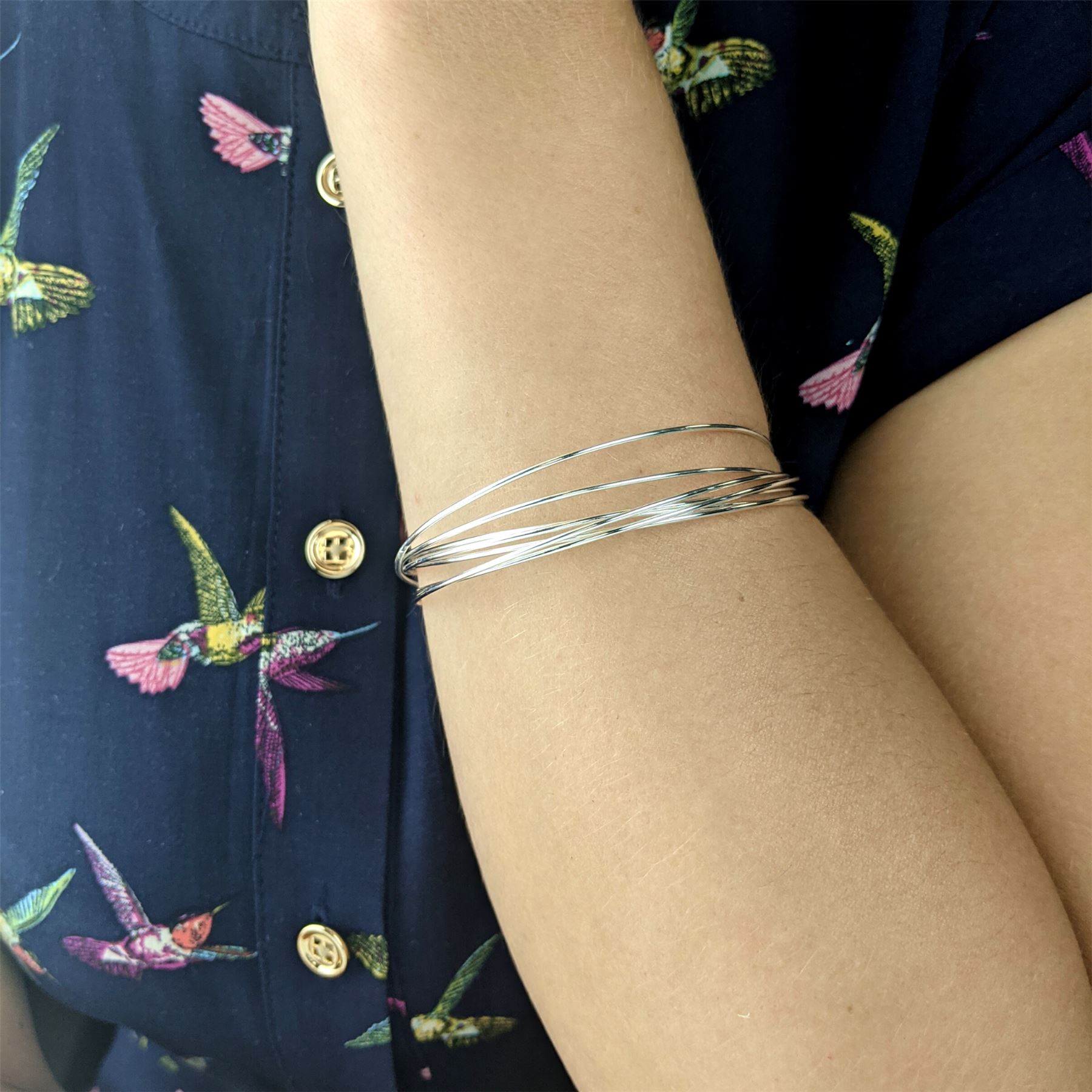 Bracelet Jonc Argent 925 Style Russe - Fermé - Mince - Neuf Avec étiquettes - Silverly