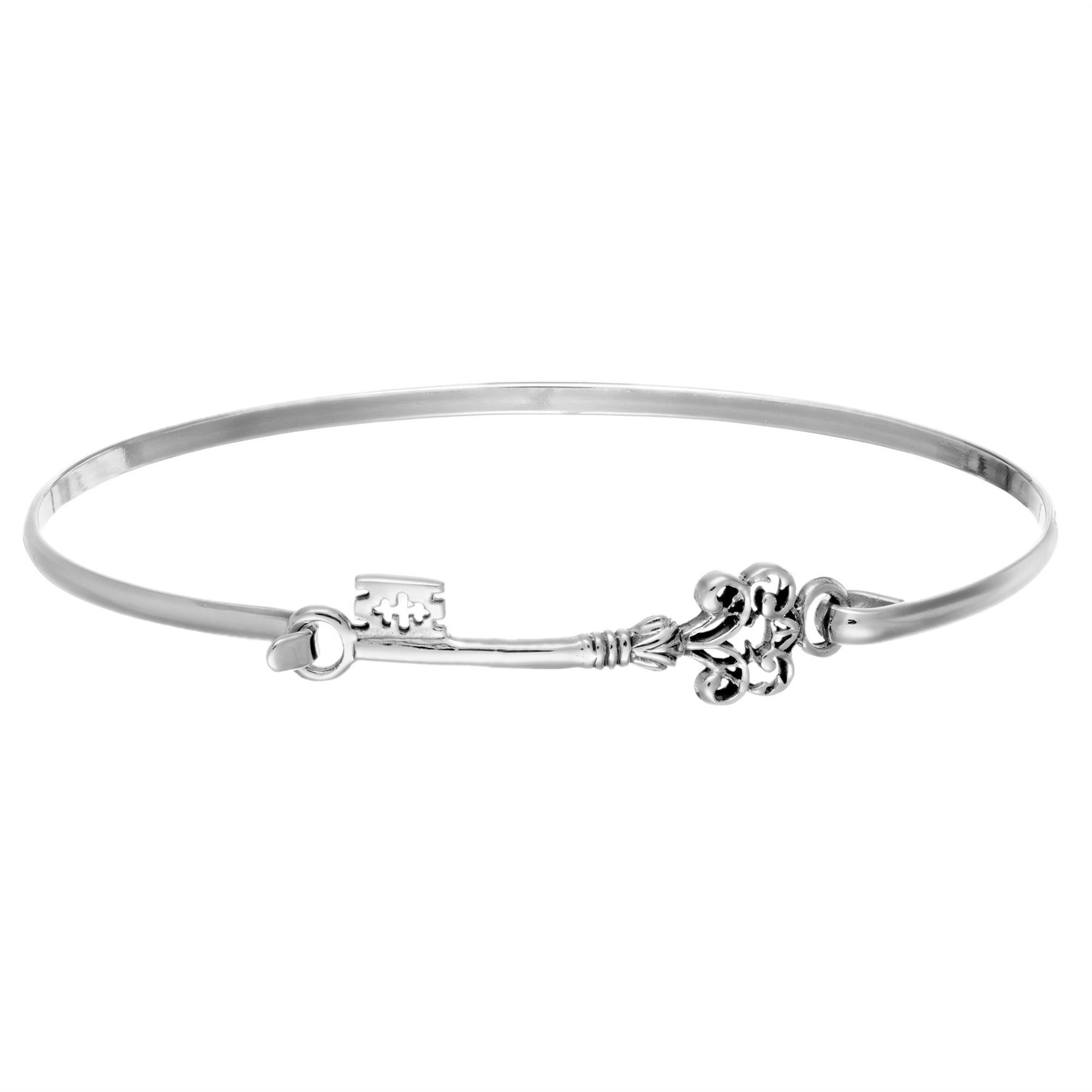 Silverly Sterling Silver Bangle With Hook Clasp 925 Thin