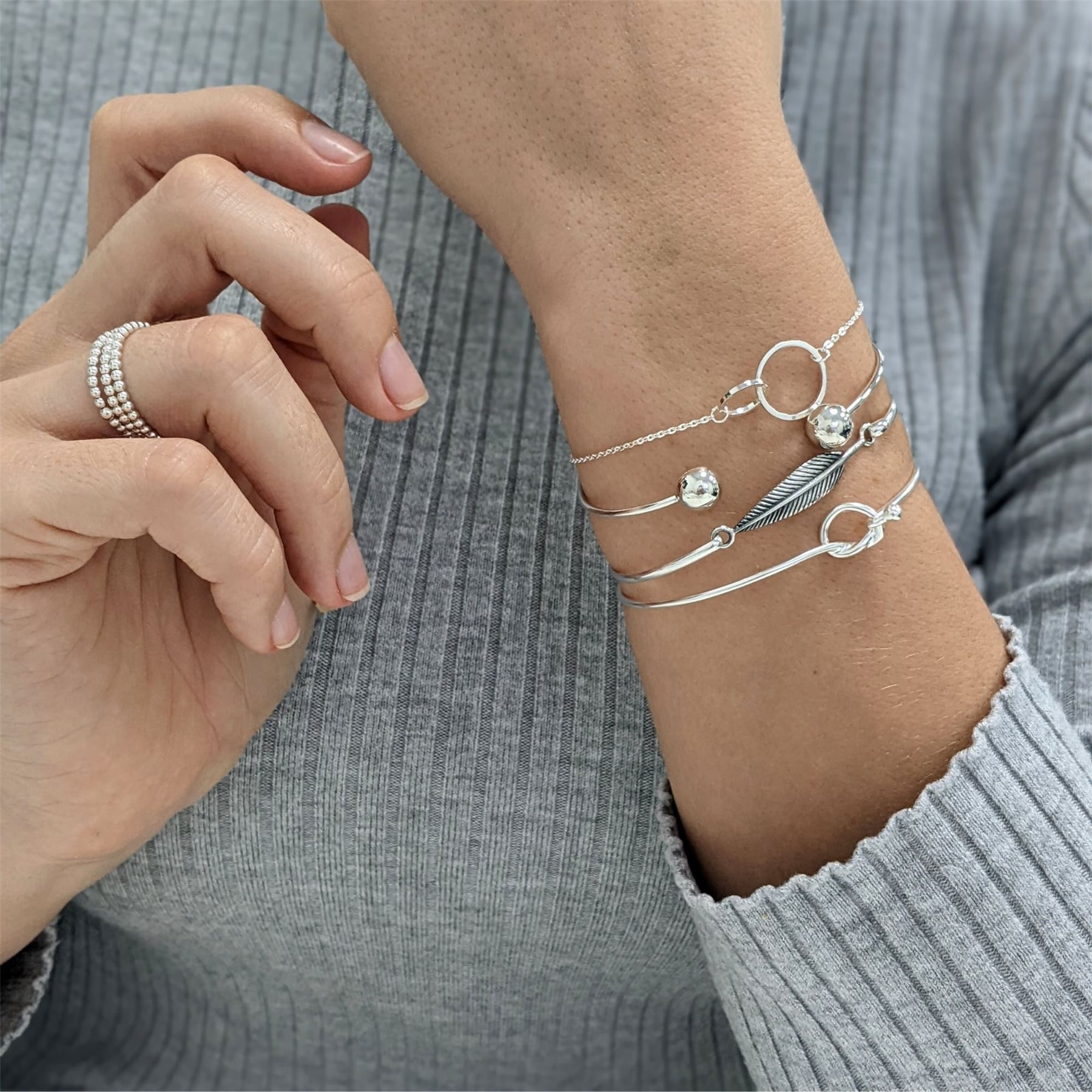 Bracciale donna argento vero 925 rigido bangle nodo amore amicizia – ViMon gioielli