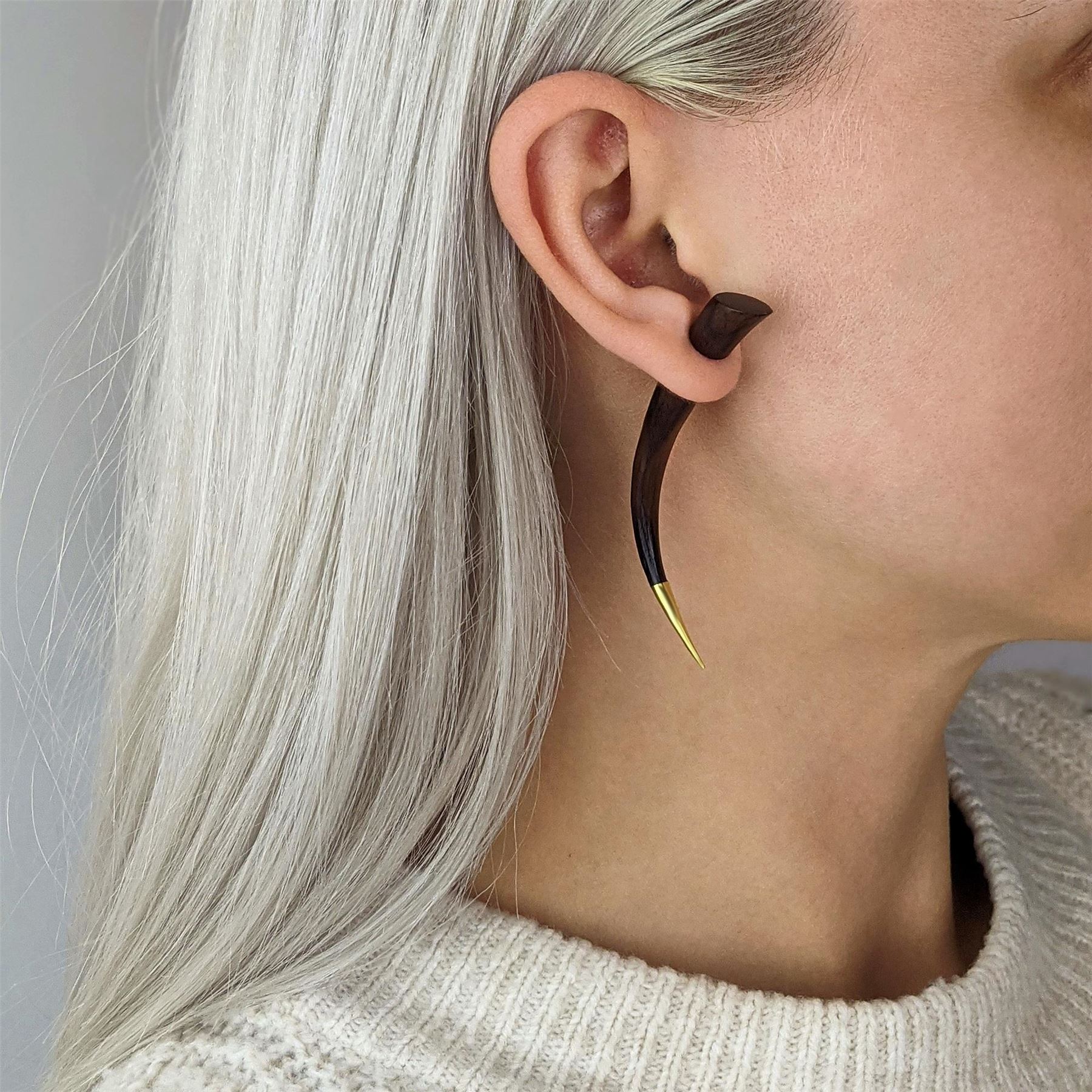 81stgeneration Orecchini Finto Dilatatore Tribali Legno Lunghi