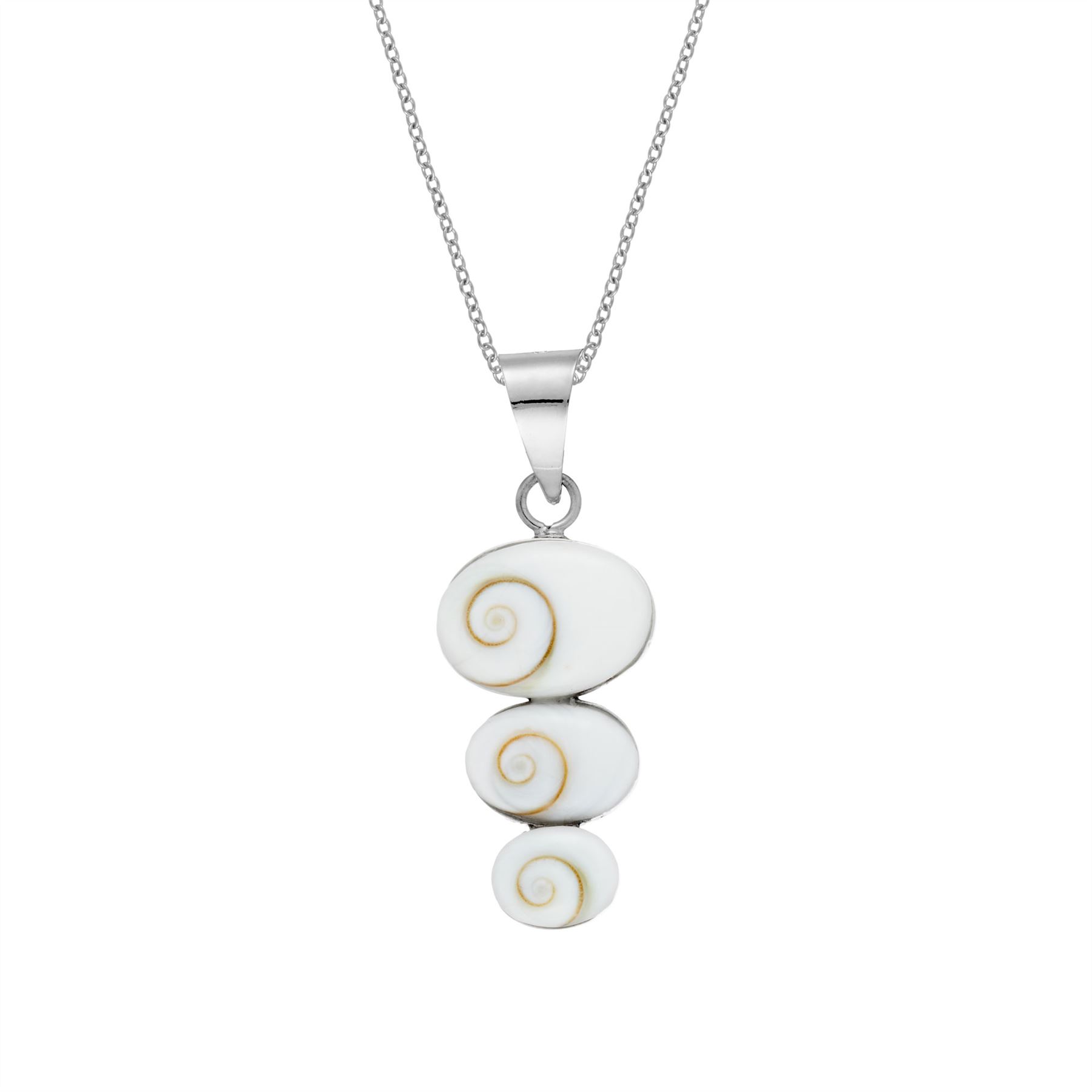 81stgeneration Collana In Argento 925 Con Ciondolo Ovale In Conchiglia Occhio Di Shiva – Catena 46 Cm, Regalo Con Panno Lucidante